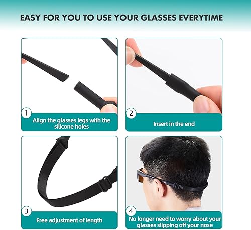 Miniatura 6 de 4PCS Glasses String Holder Strap,Stretchy Fabric No Tail Glasses Neck Lanyard Cord, Adjustable Sports Sunglasses & Eyeglasses Holder Rope Eyewear