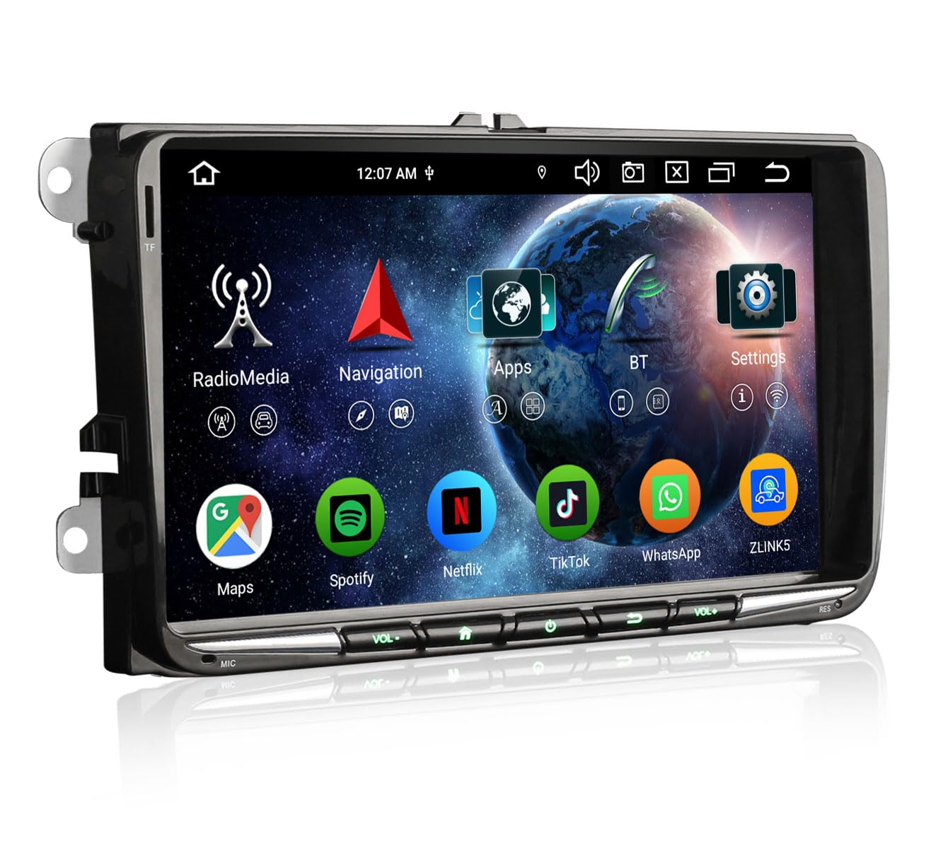 Erisin 8-Core 4GB+64GB 9 Pulgadas Pantalla Android 16 Radio Coche Bluetooth GPS Navegador para Volkswagen Golf 5/6 Passat Polo Tiguan Touran Caddy T5 Seat Skoda CarPlay Android Auto Dab+ WiFi DSP USB