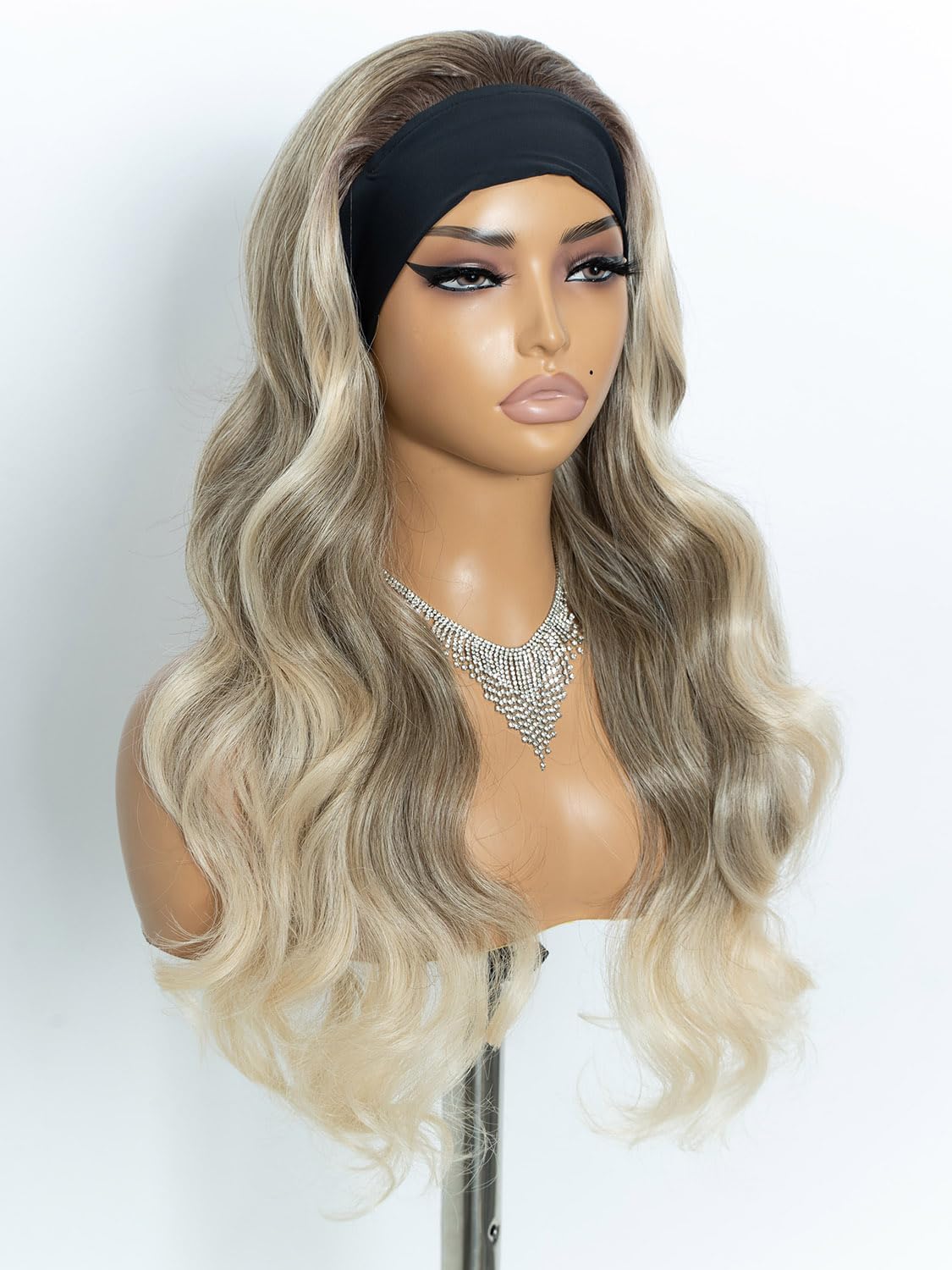 Joedir Long Body Wave Headband Wig Wear To Go Synthetic Wig for Women Natural Looking Glueless Wig for Daily Wear Ombre Blonde - Image 2