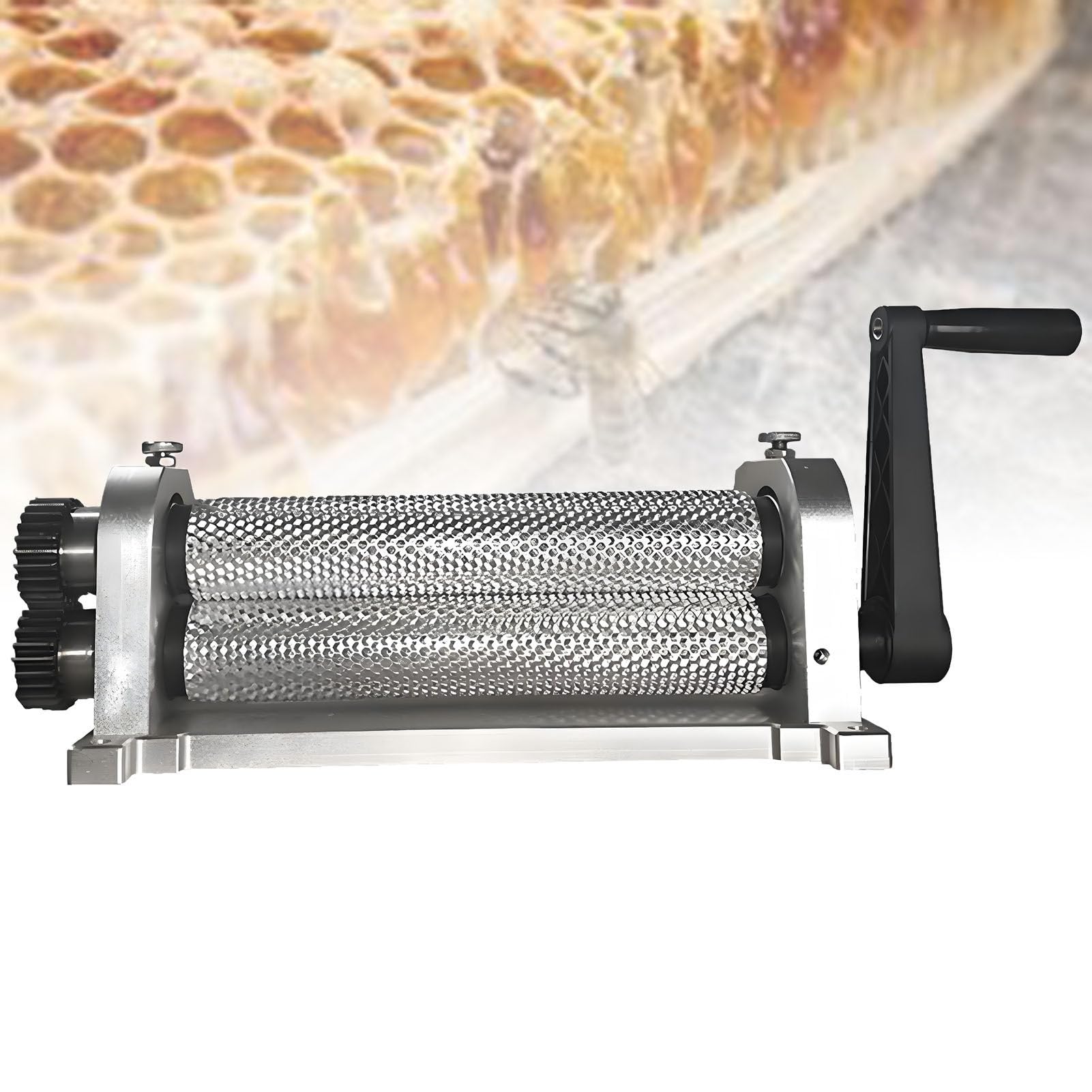 ExoticaBlend Manual Beeswax Comb Foundation Machine 280mm Aluminum Alloy Beeswax Roller, Bee Wax Sheet Roller Mills Machine Honeycombs Printing Stamper 5.4mm