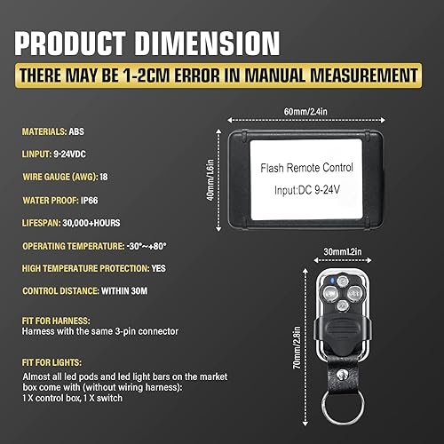 Miniatura 7 de AUXTINGS 42 inch Curved LED Light Bar with Remote Controller Wiring Harness,540W Triple Row Spot Flood Beam,Strobe Flash Work Light Driving