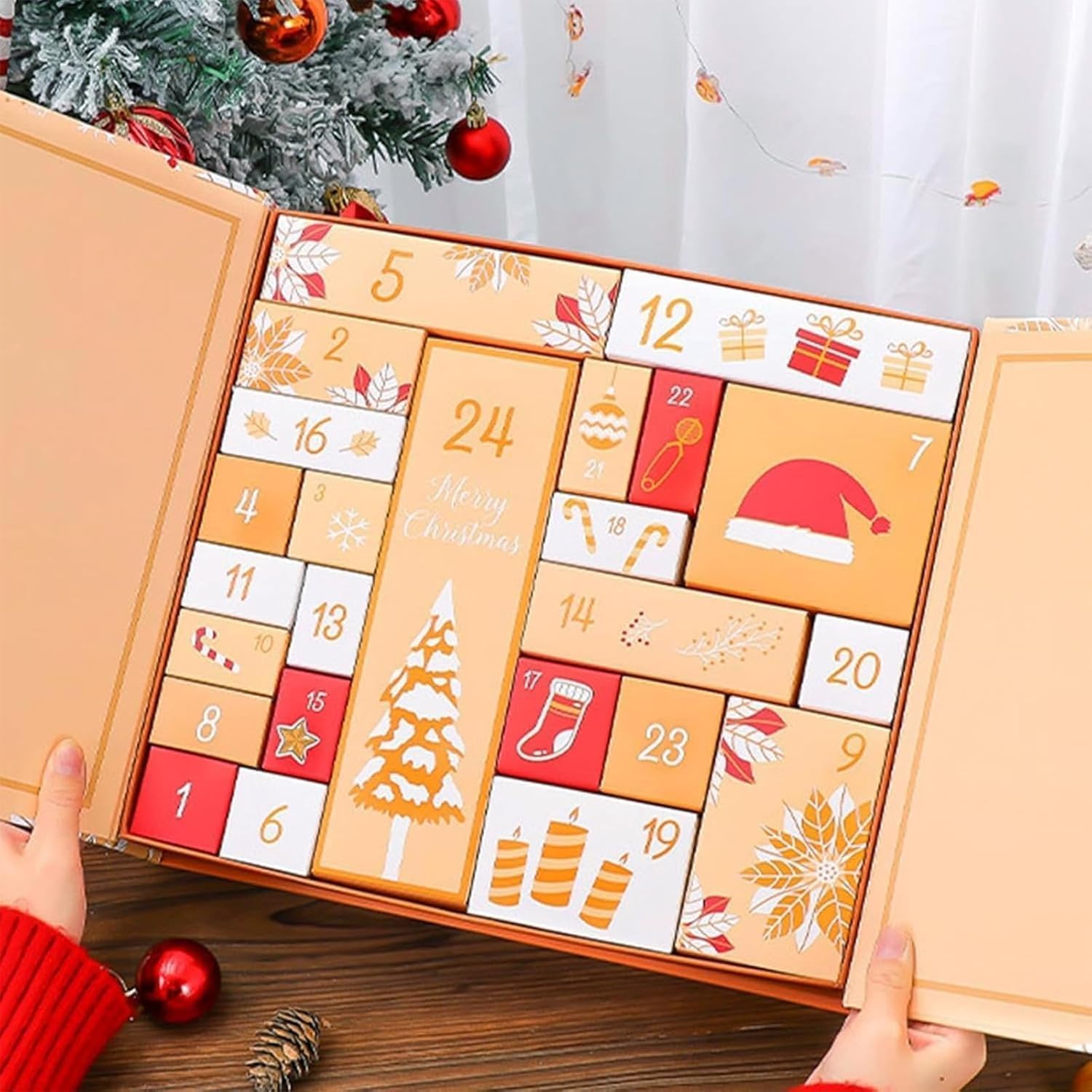 Calendari dell'Avvento Vuoti da Riempire, Calendari dell'Avvento Fai da Te, Scatole dell'Avvento Vuote Calendario del Conto alla Rovescia di Natale 24 Giorni Scatole Regalo 3Mix