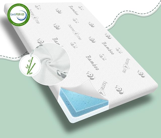 Pack de bambou et de jouer Matelas 38" x 26" x3'', Matelas de Playpen double face, Pack respirant n Jouer Matelas en mémoire de mousse de matelas pour bébés et tout-petits avec couverture souple