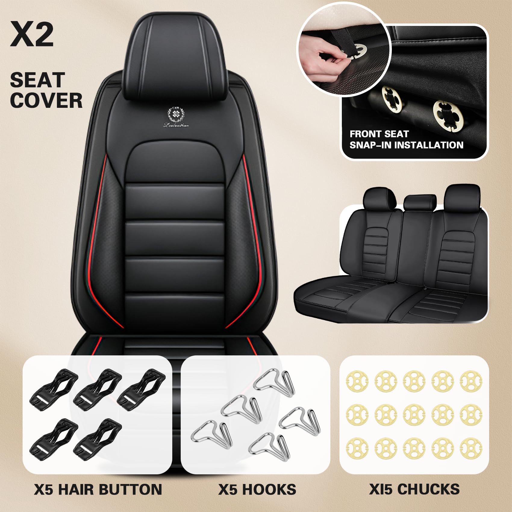 Car Seat Cover Fit for Ford Escape 2005-2024 Waterproof Seat Covers Nappa Faux Leather Breathable and Comfortable Car — view 7
