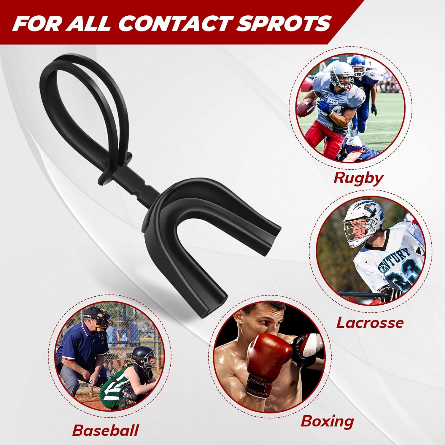 Dunzy 20 Pcs Strapped Mouth Guard Sports Moldable Strap Mouth Guard Football Mouthguard Adult Youth Mouthpiece Protector for Basketball Hockey Wrestling