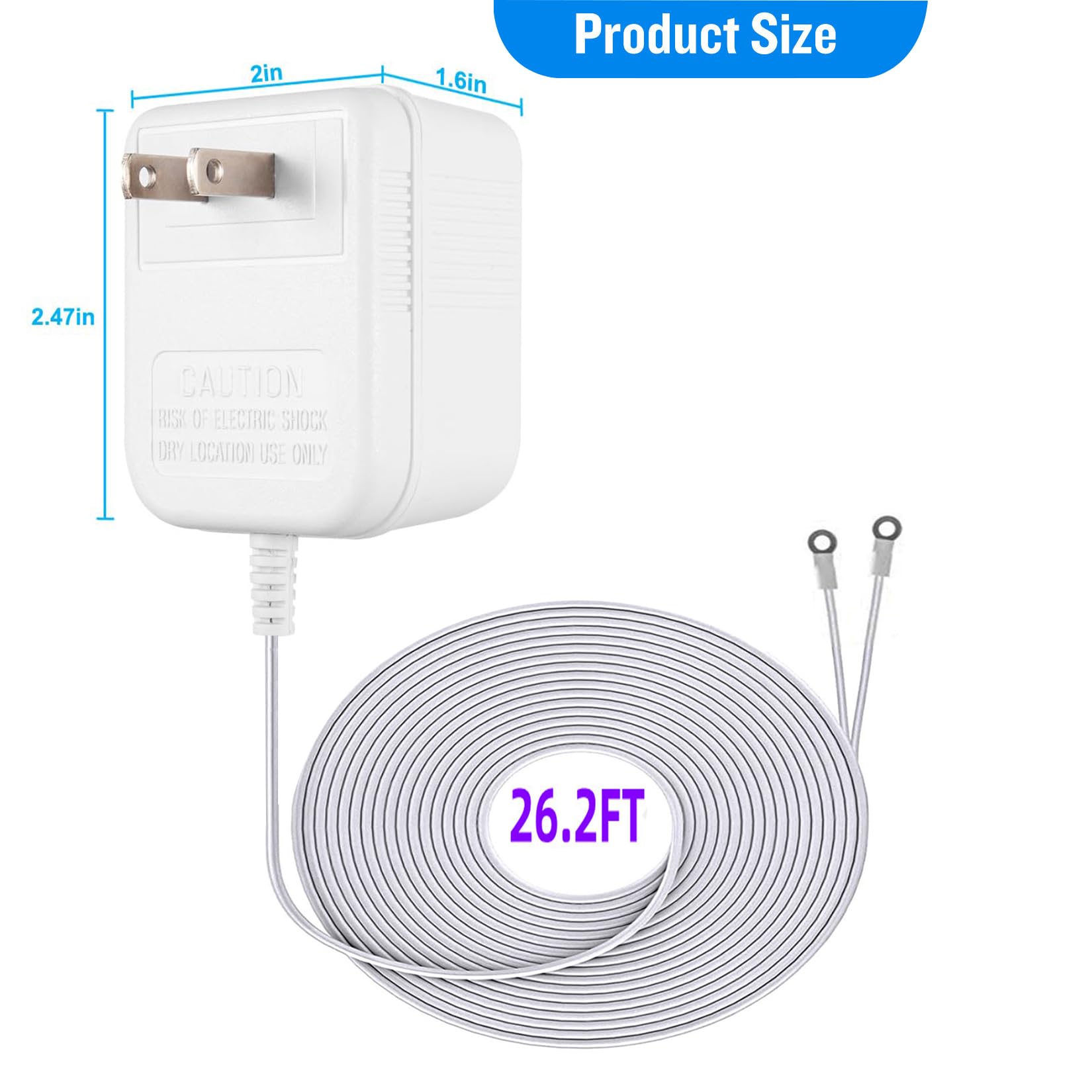 Transformador de potencia de timbre de video de 18 V 500 mA, para Ring Video Doorbell Pro y Ring Video Doorbell 2, compatible con Ring, Nest, Eufy, Wyze, Arlo Wireless Video Doorbell (26.2