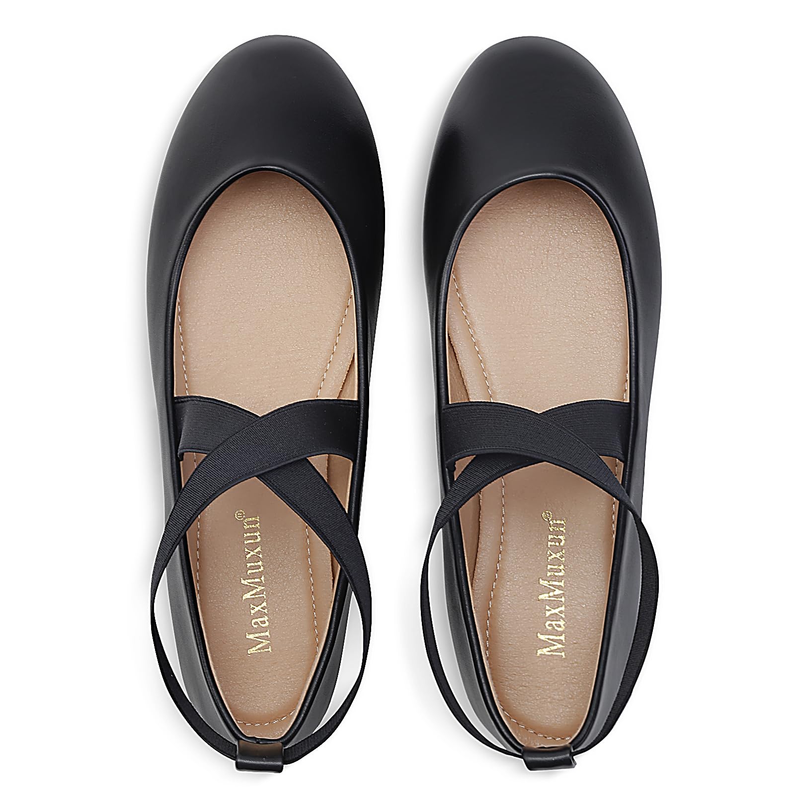 MaxMuxun Ballerine classiche da donna eleganti scarpe basse da donna con cinturino incrociato elastico confortevole ballerina scarpe da donna piatte
