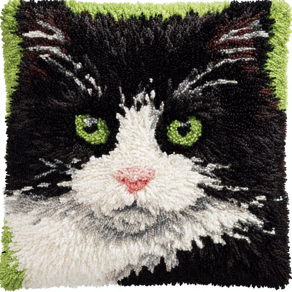 WallustrioaW Latch Hook Kits for Adults,Tuxedo Cat