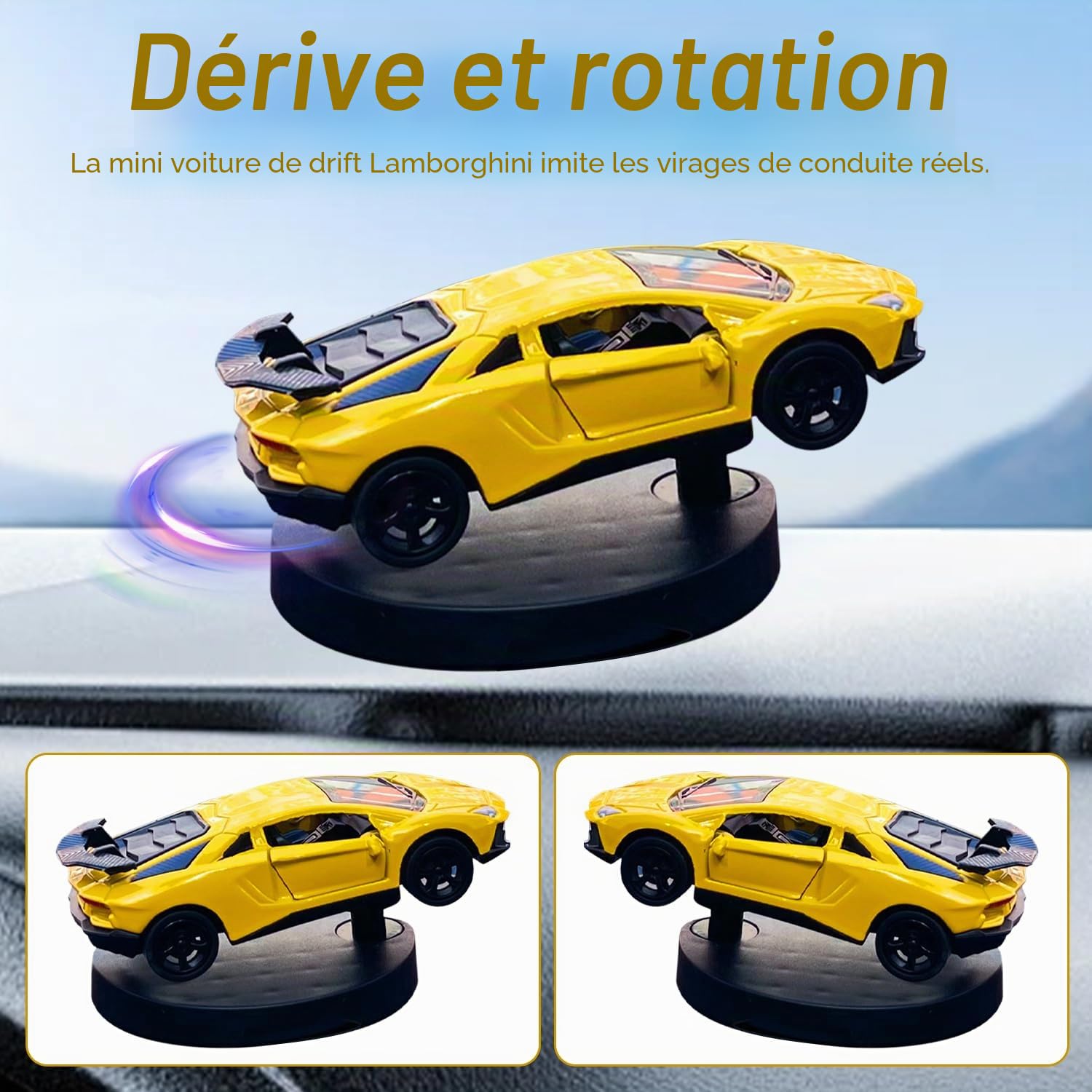 Huipalon Lamborghini Drift Accessoires de tableau de bord de voiture en alliage Modèle de voiture Drift Spin Ornement en métal Lamborghini Modèle de tableau de bord Décoration Style Voitures Tableau
