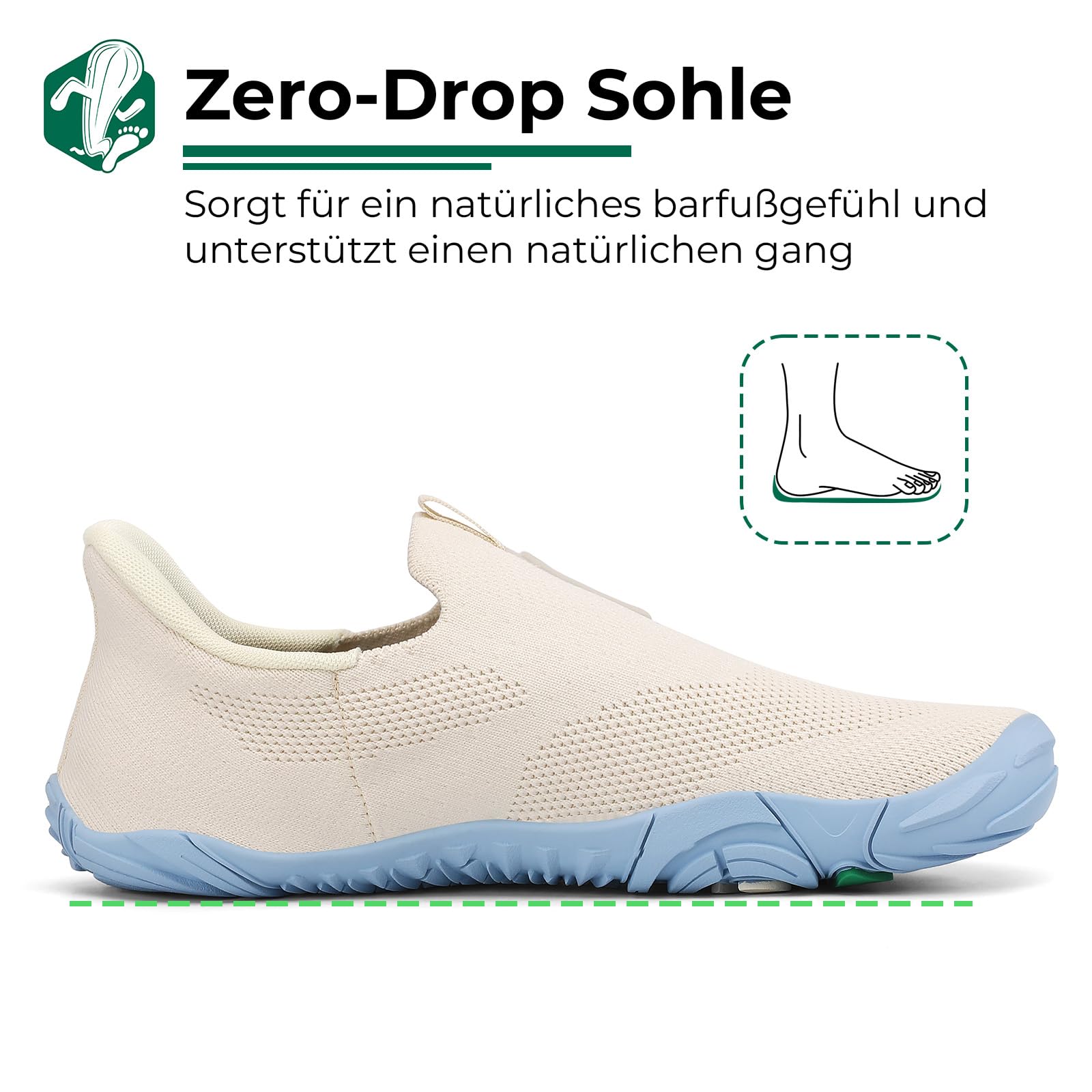 SAGUARO Unisex Barfußschuhe Slip On Fitnessschuhe mit Breiter Zehenbox und Zero-Drop Solhe, Gr. 36-46