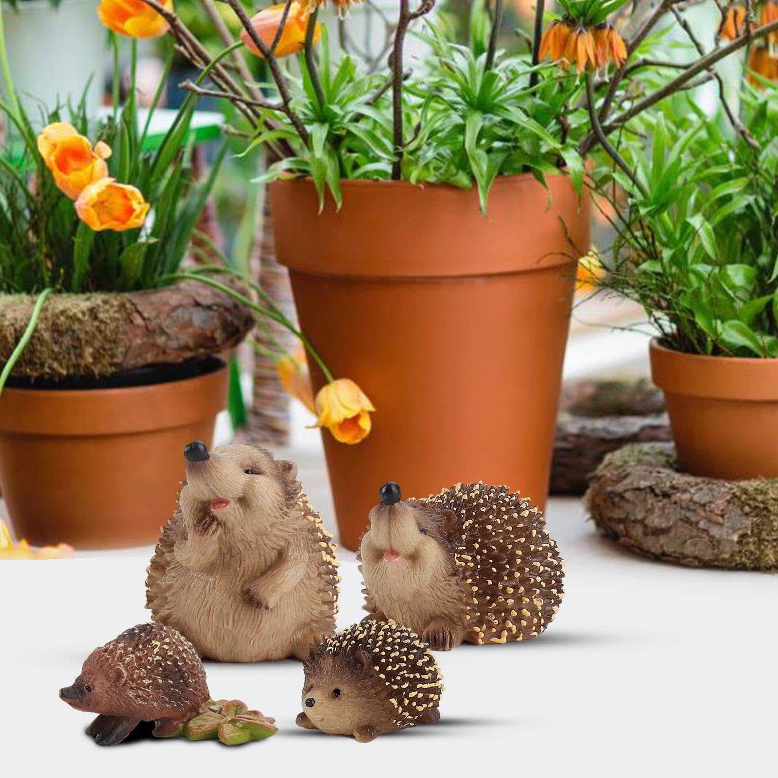 4 Figure Di Riccio In PVC Per Giardino – Decorazioni Dettagliate, Giocattoli Educativi Per Bambini - 3