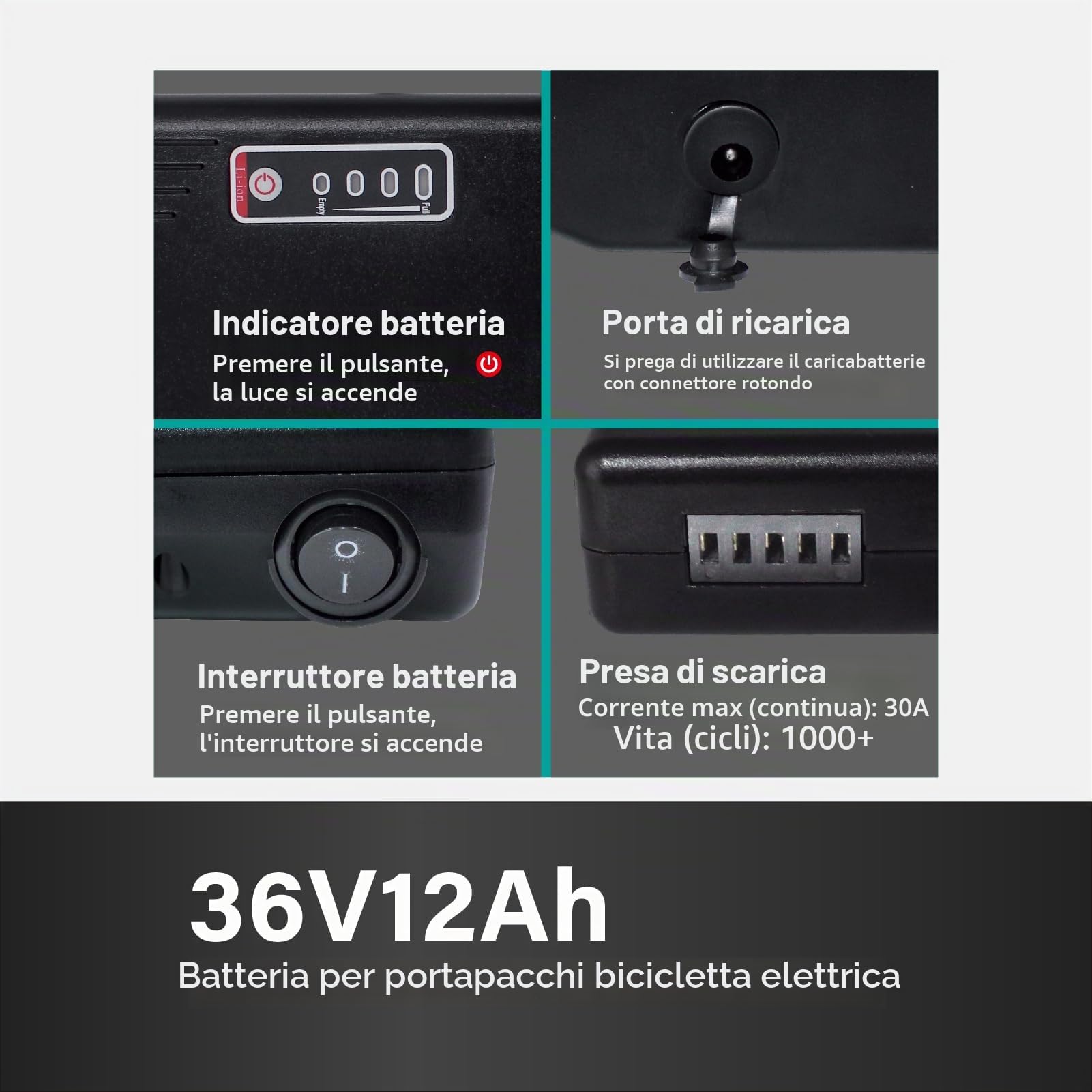 36V 12Ah batteria agli ioni di litio per e-bike per MiFa, Zündapp, Ansmann batteria a rack