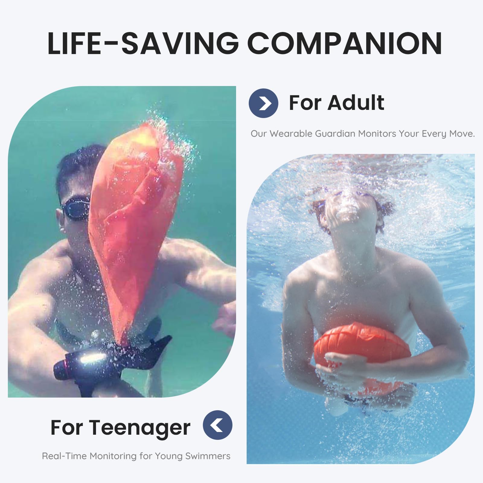 TIEJIANDAN Reusable Anti-Drowning Bracelet with Gas Cylinder*2 & Compass,Water Sports Essential Portable Life Buoy Inflates in a Second Bring to People to Surface,Wearable Lifesaving Wristband AD001