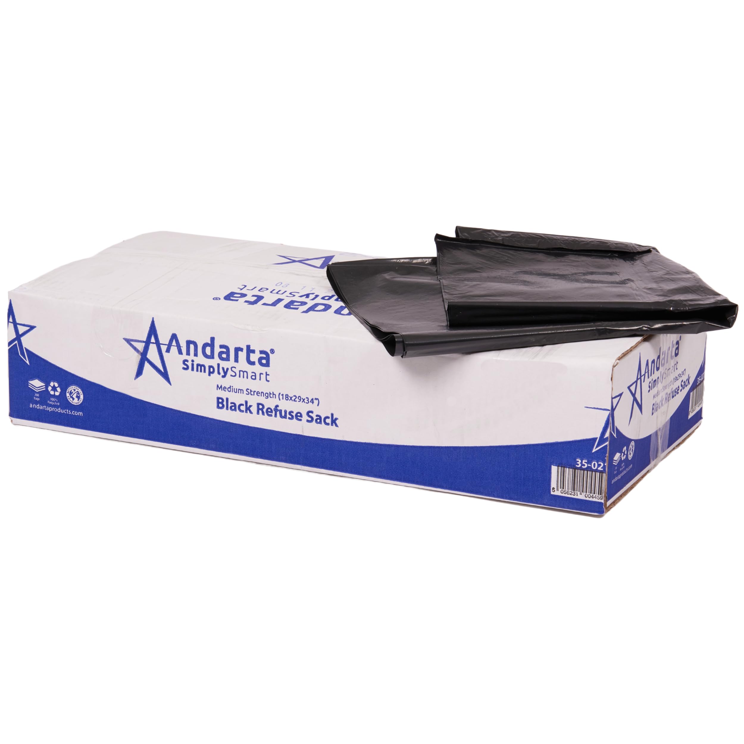 Andarta - Medium Duty Black Refuse Sacks - Bulk Box of 200 (90L Capacity) - Puncture Resistant and Odourless Black Bin Bags - Made from Recycled Materials - For Home Use and General Waste-image-28