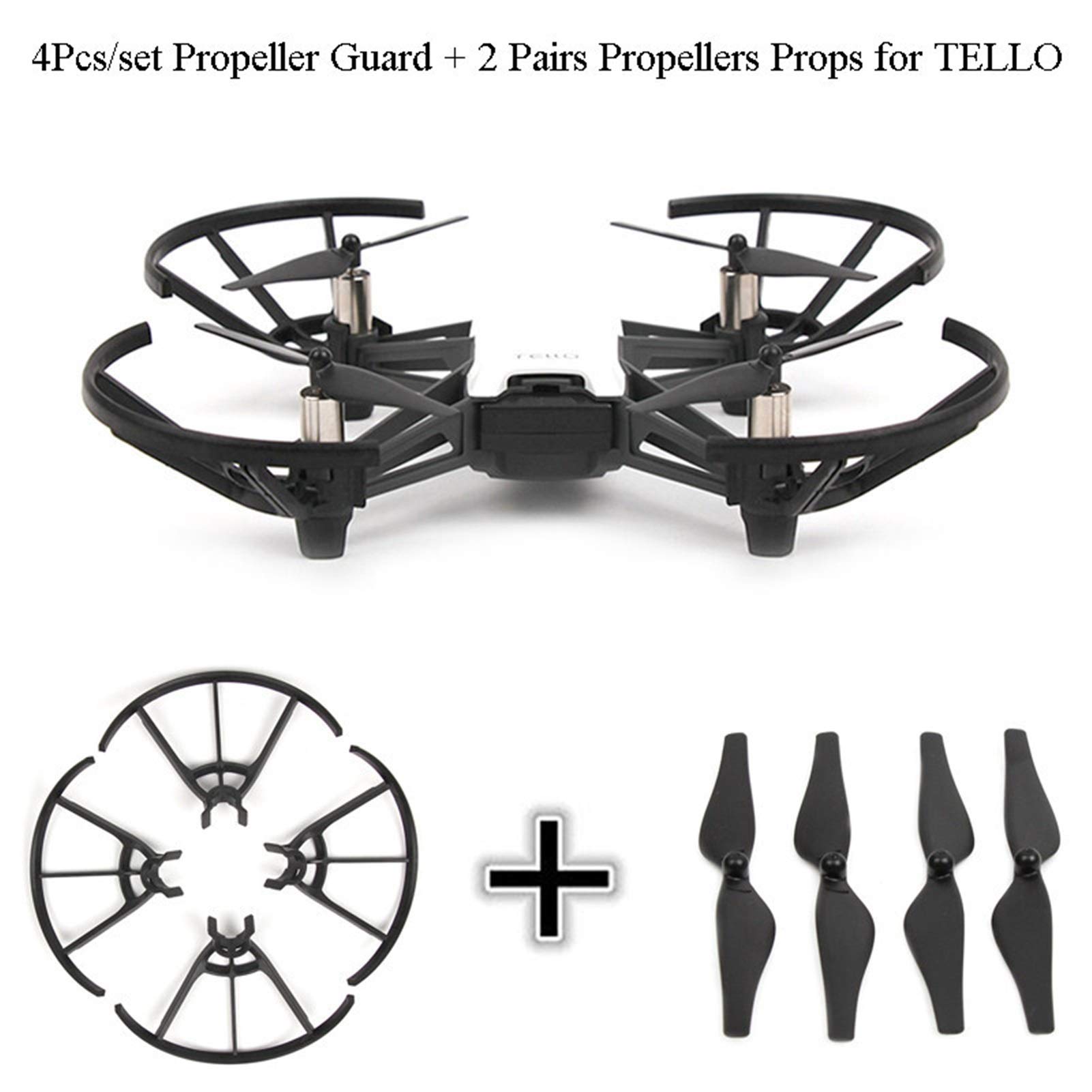 4 szt./zestaw osłony śmigieł, osłona ochronna łopatek śmigieł z 2 parami śmigieł, do DJI, TELLO