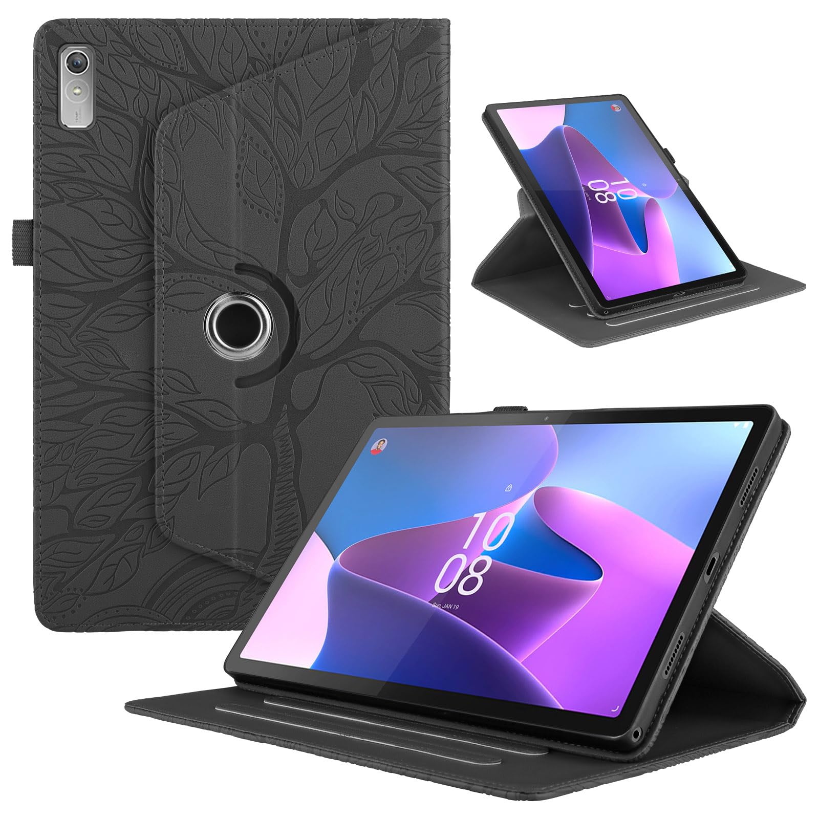 Funda para Samsung Galaxy Tab S9/ S8/ S7 11" (SM-X710/X700/T870) PU Cuero Tablets Protectora Cover 360°Carcasa Giratoria de ángulo Múltiple Stand Función Tablets Funda,Rojo Árboles — view 148