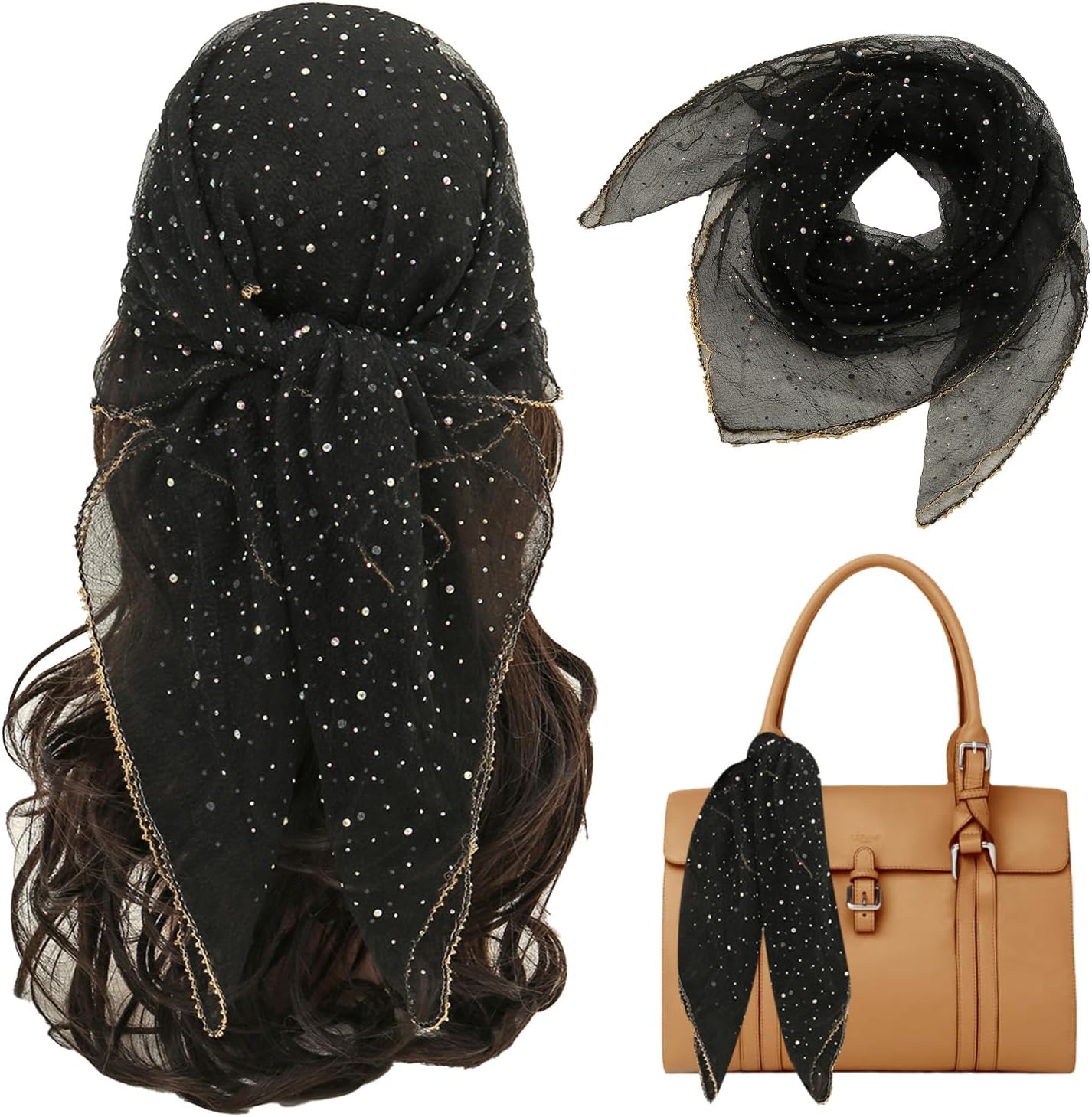 Fashion Head Scarf for Women Hair 35 Inch Square Head Scarf - 90s Style Bandana, Scarf Top & Shawl Wrap