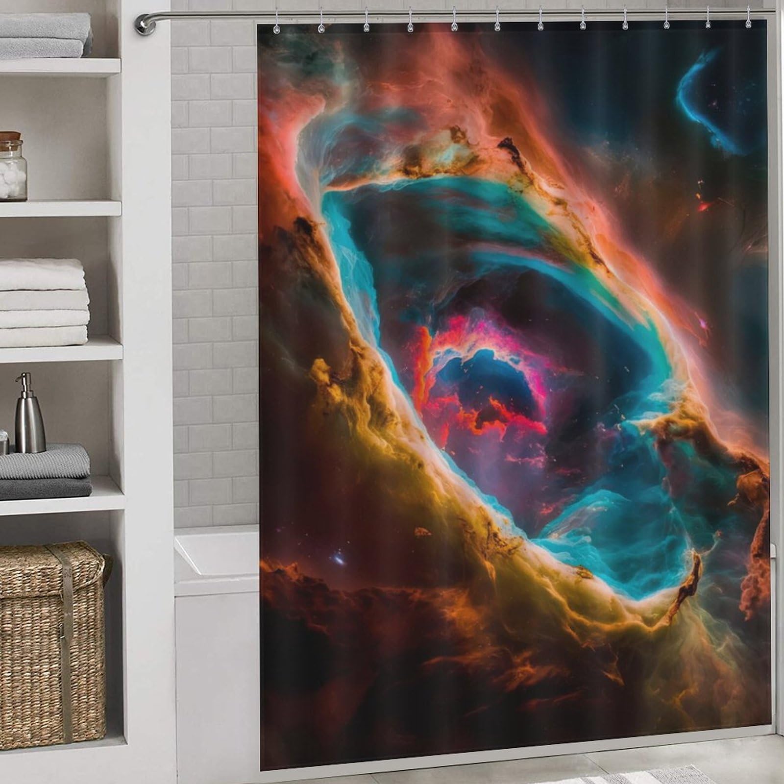 Rideau de bain Cosmic Vortex lavable 163x180cm pour déco de douche
