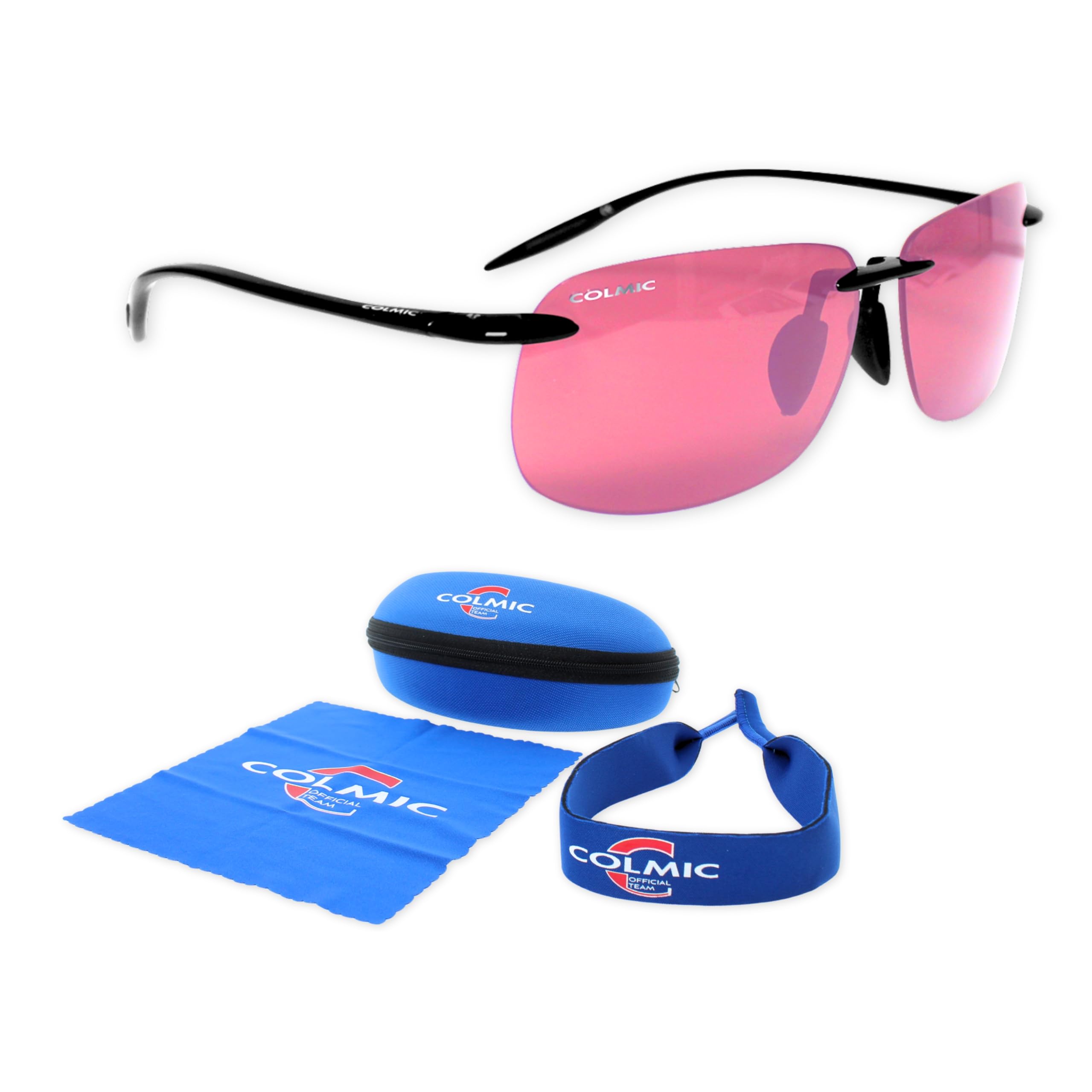 Colmic Modne okulary przeciwsłoneczne z polaryzacją w minimalistycznych oprawkach i różowymi soczewkami, lekkie i eleganckie – model unisex do wędkowania, na zewnątrz i w czasie wolnym, oficjalny