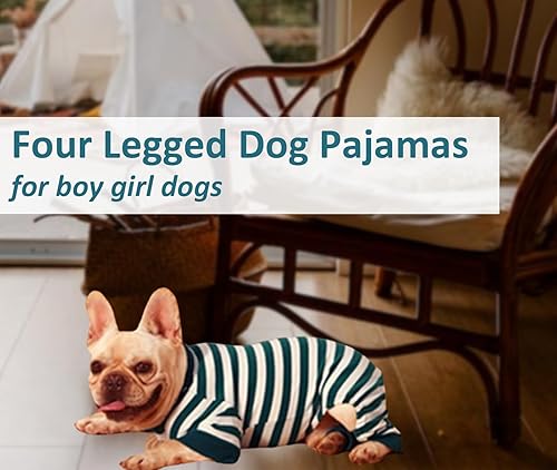 Miniatura 8 de Pijama para perro, pijama a rayas, pijama para perro mediano, mameluco para perro y niña, overol para perro Pitbull Bulldog, rayas verdes y blancas,