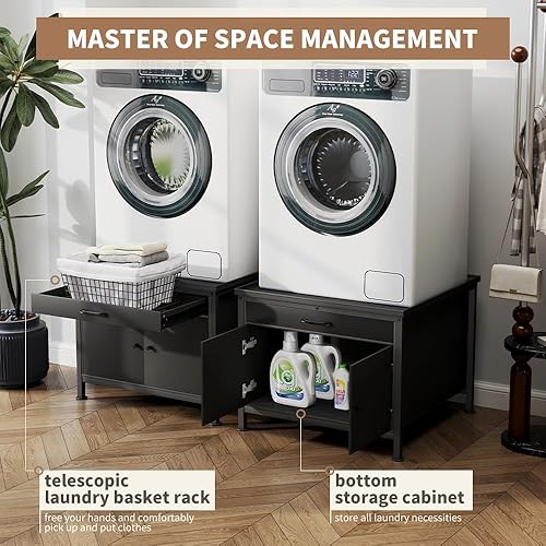 Miniatura 3 de LUCKUP Pedestal de lavandería para lavadora y secadora, soporte base de plataforma resistente de 29 pulgadas, ajuste universal para todas las