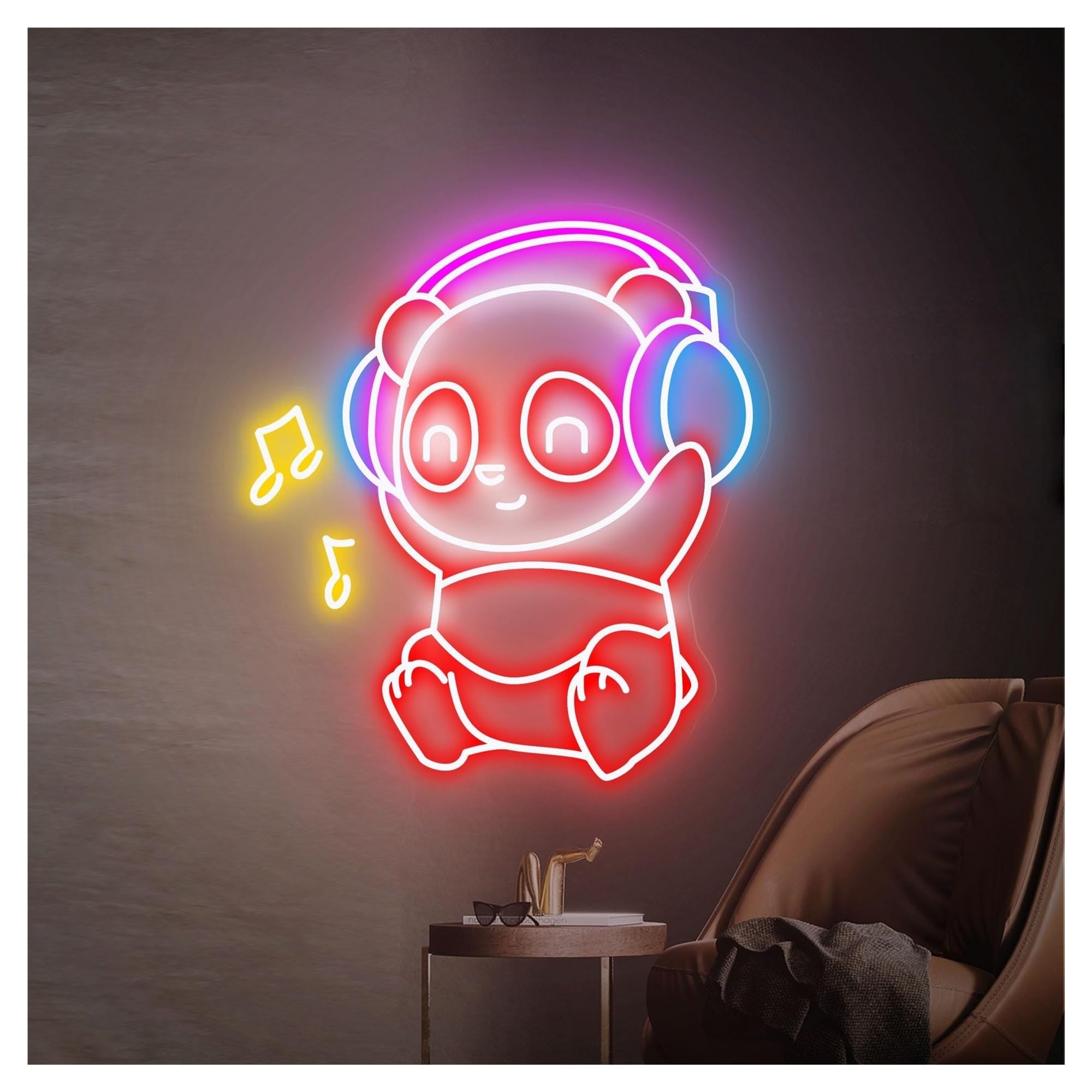 RONGCH Hanging Art Neon Signs Panda Neon Sign, Suitable for Home Bar Decor with Brightness Adjustable 50cm(G)