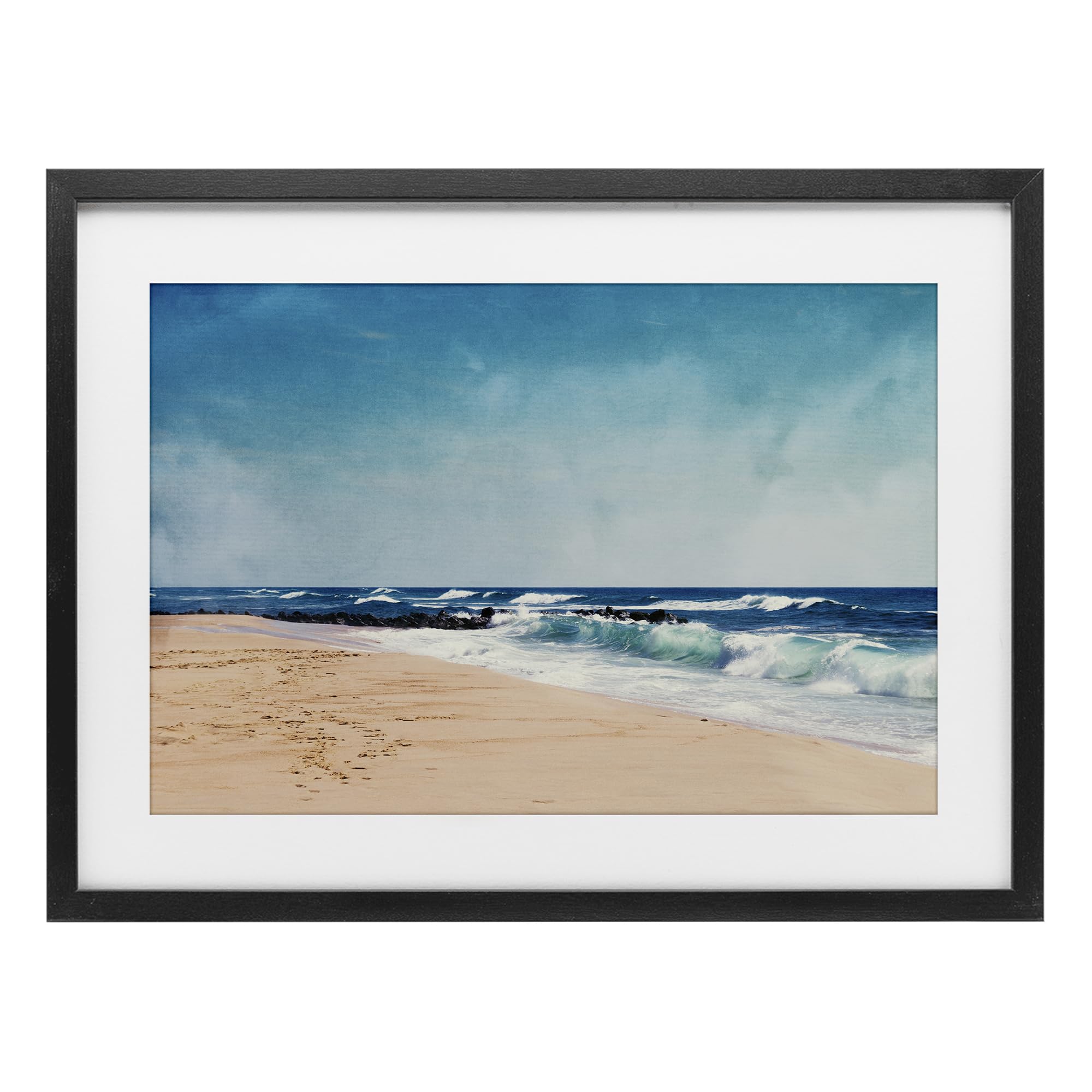 Atlantic Waves Shoreline Coastal, 17 x 23 Inch Framed Print Under Glass