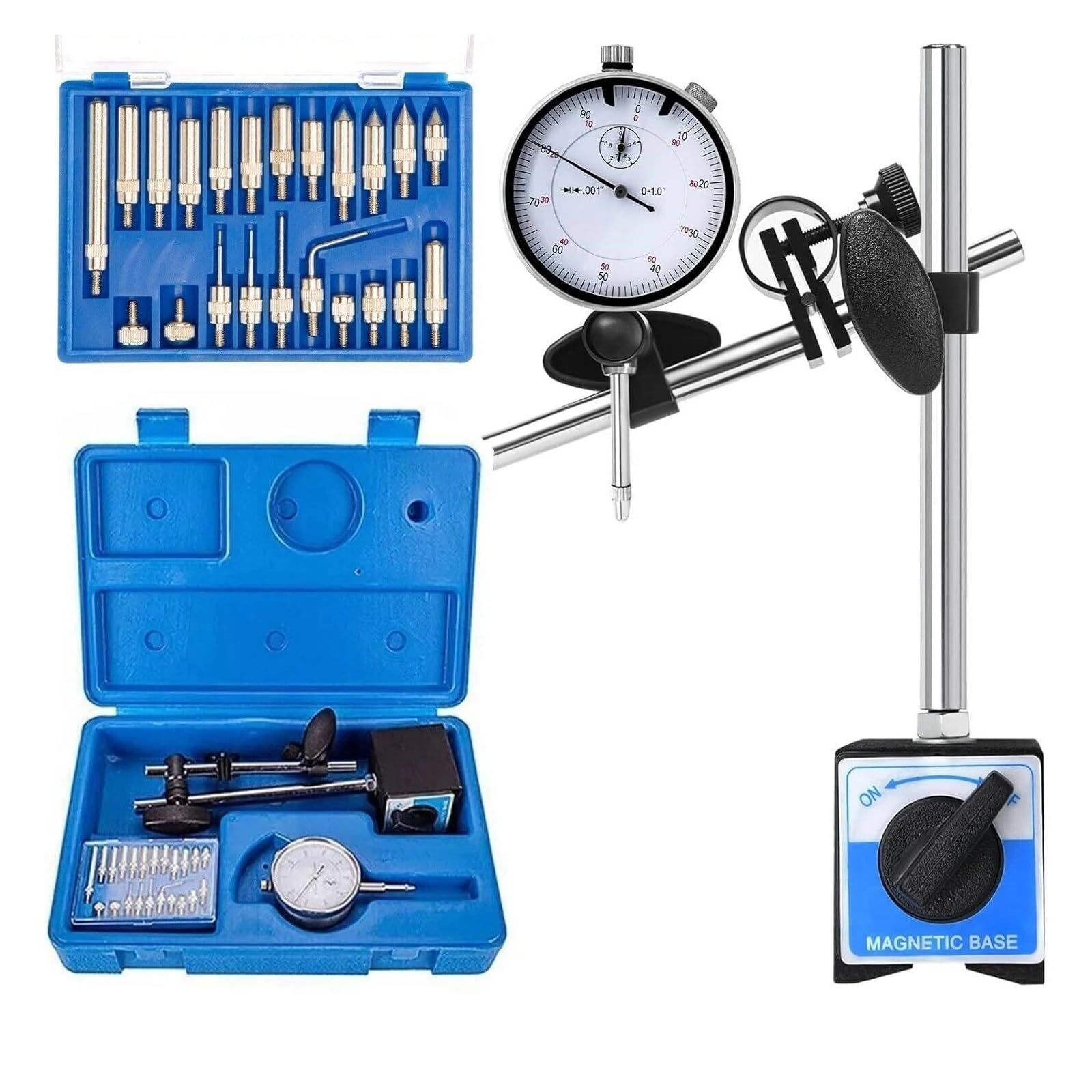 Indicatore del Quadrante, Comparatore con base magnetica Indicatore di prova quadrante universale Supporto regolabile fine