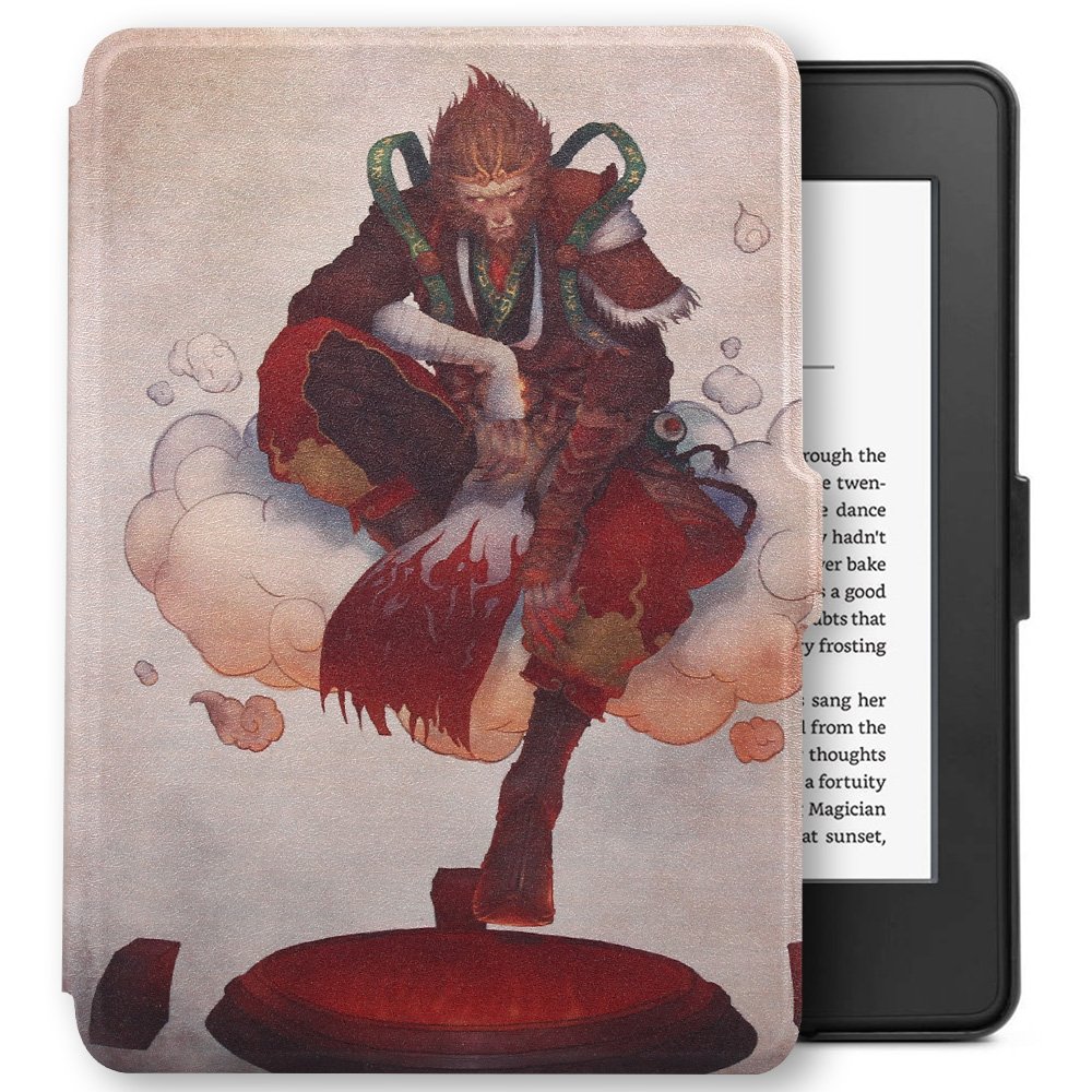 Young me martShell Case for 2018 All-New Kindle Paperwhite with Hand Strap - The Thinnest and Lightest Leather Cover Auto Sleep/Wake for Kindle Paperwhite 10th Generation (Monkey)