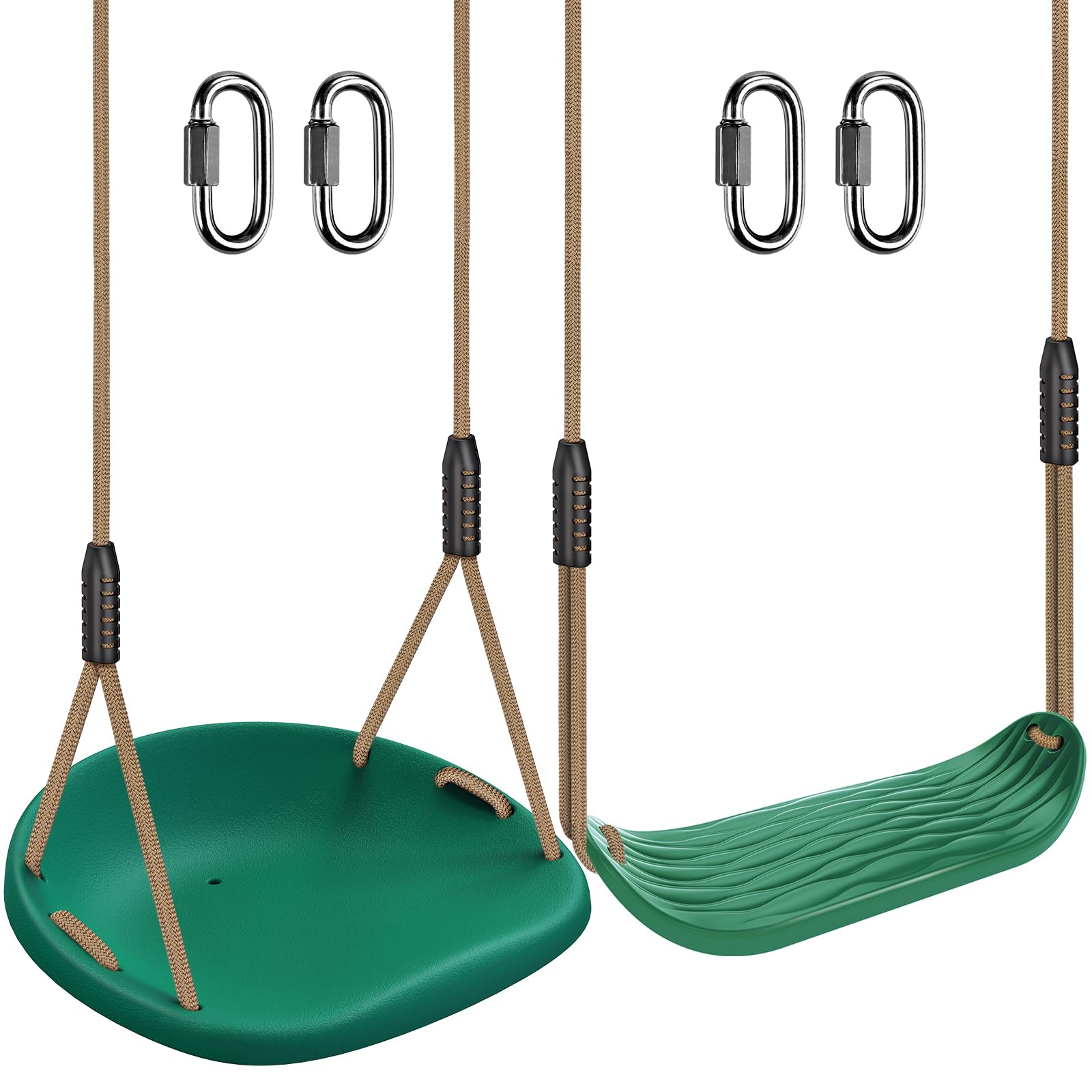 BeneLabel 2pcs Swing Seat, Kids Hard Plastic Swings Indoor/Outdoor Child Tree Wide Swinging Board with Adjustable 130-200cm Rope for Baby/Teens/Adults, 600lbs / 250lbs — image 1
