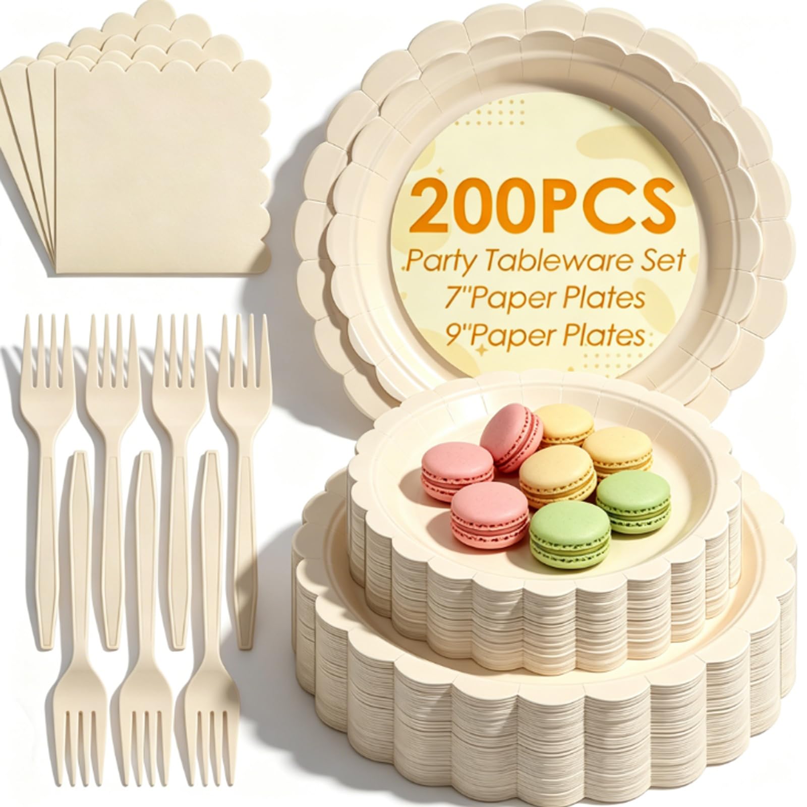 Photo 1 of TKSDWBLTY 200-Piece Scalloped Paper Plate Set