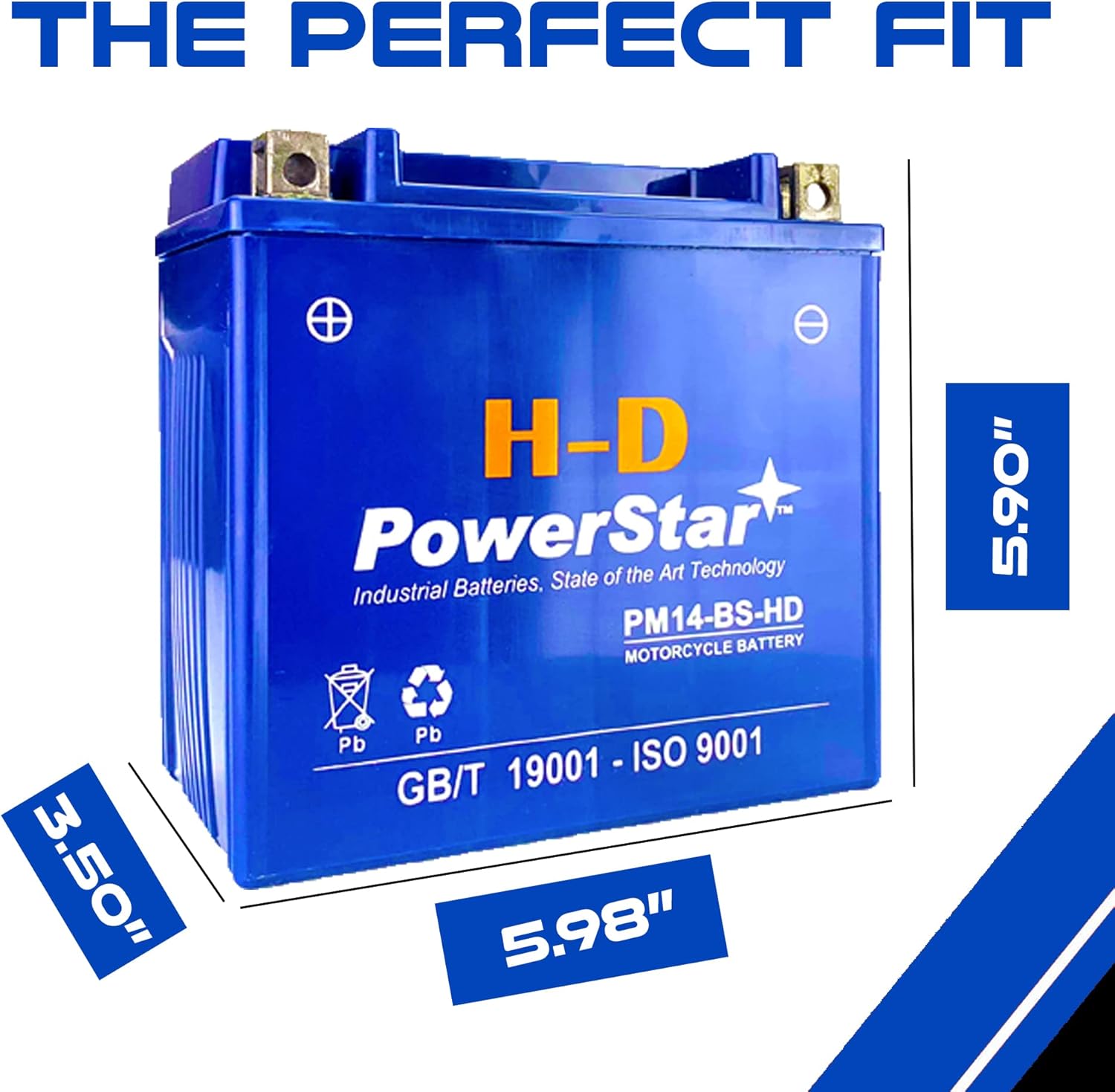 PowerStar YTX14 BS ATV Battery High Performance - Maintenance Free - Sealed AGM YTX14-BS Motorcycle Battery compatible for Honda TRX FL 350 400 500 650 Rancher Foreman