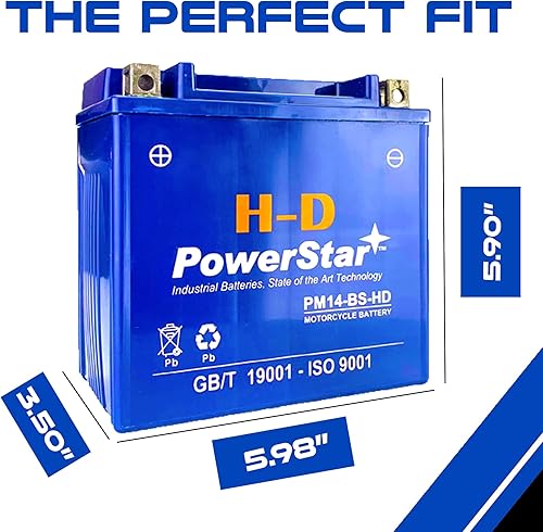 Miniatura 2 de PowerStar Batería YTX14 BS ATV de alto rendimiento, sin mantenimiento, sellada AGM YTX14-BS, batería de motocicleta compatible con Honda TRX FL 350