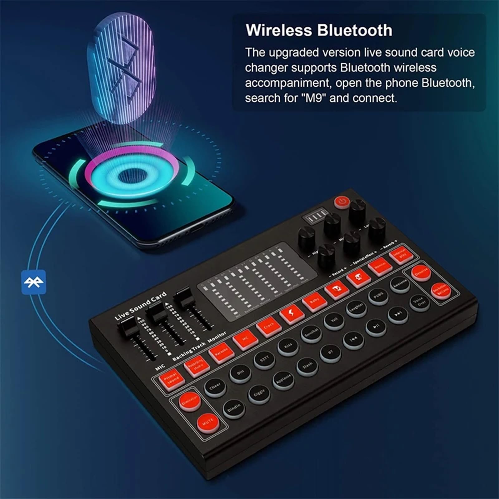 Mixer Audio, Scheda Audio interfaccia Audio M9 Mixer vocale dal Vivo Scheda Audio USB Esterna Scheda Mixer Scheda Audio con Effetti Multipli