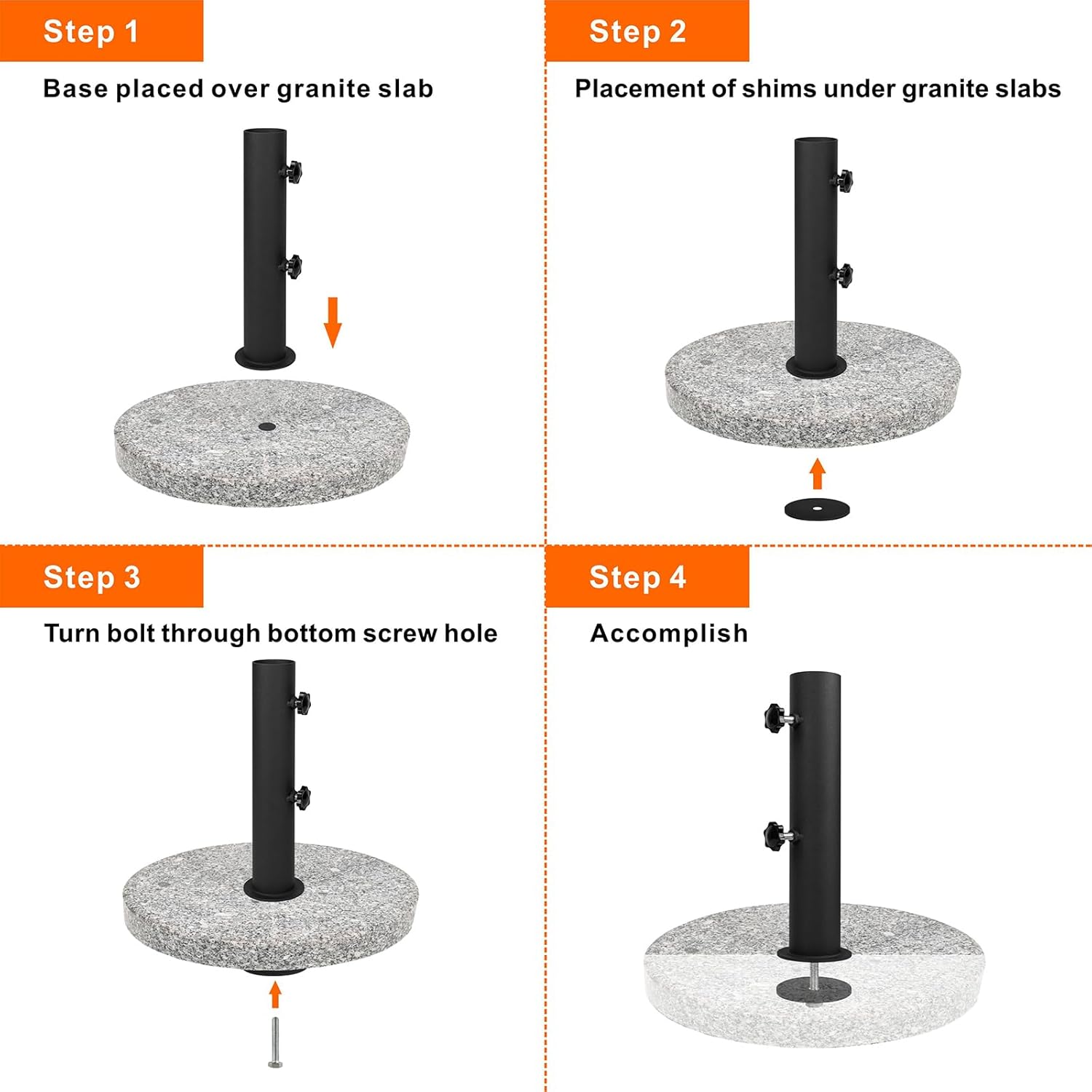 Granite Umbrella Stand Tube Heavy Duty Stone Umbrella Base,Table Umbrella Tube Bracket,DIY Umbrella Stand Parts Outdoor,Umbrella Parts Base Holder for Cement and Granite Boards