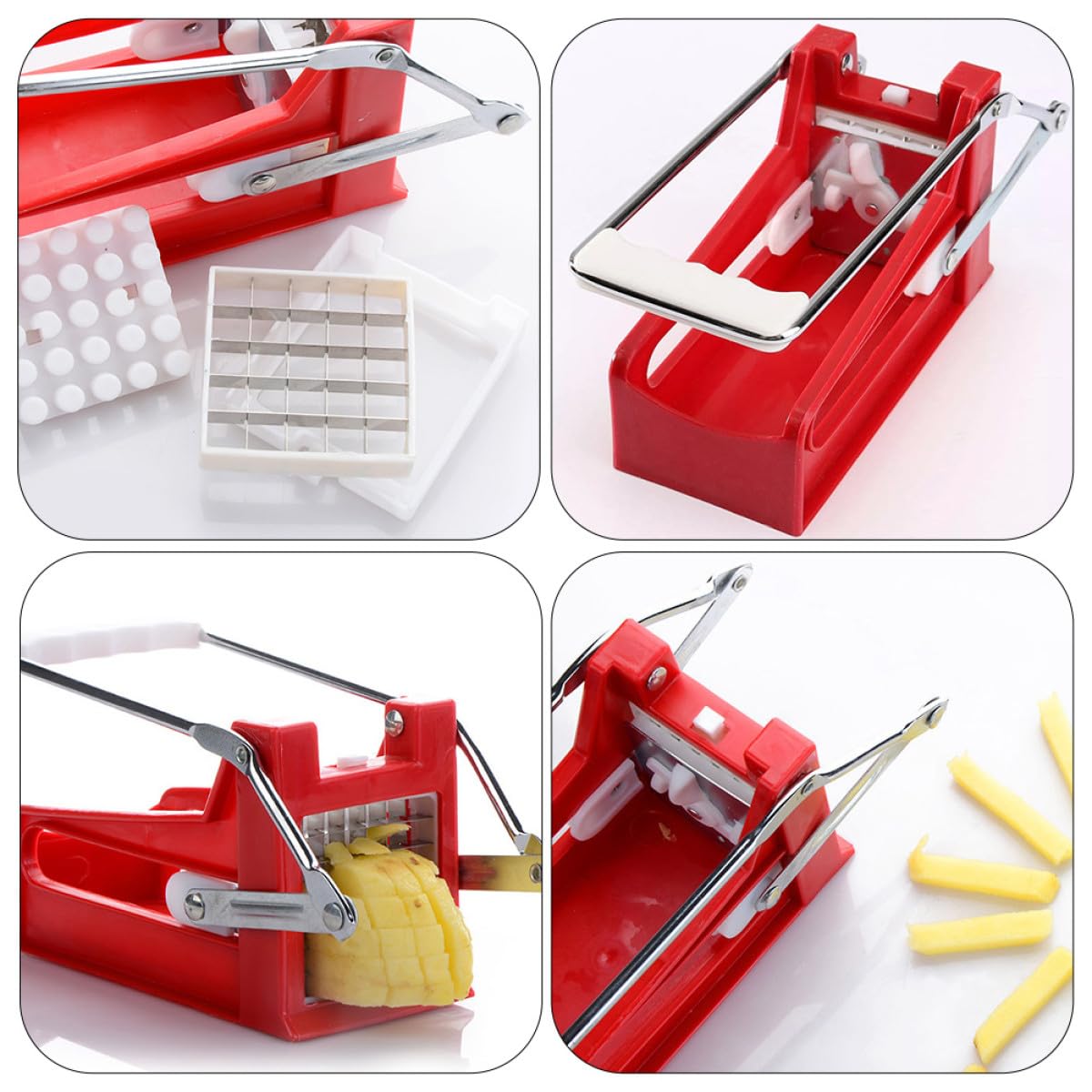 LABRIMP Coupe-Pommes de Terre Outil Pratique Lame Tranchante en Acier Inoxydable Manuel pour Découpe Facile de Légumes pour Recettes Sautées Cuisine