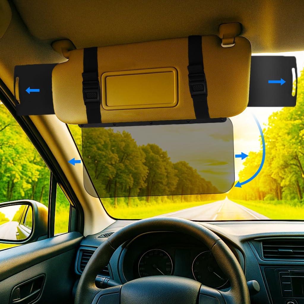 VisorMate by DrivenVision – Sun Visor Extender for Car, Polarized Auto Sun Visor Extension with Side Panel, Car Visor Extender for Driver Side, SUV, Short People & Sun Glare Blocking