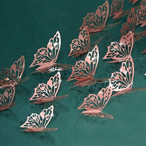 Miniatura 6 de Calcomanía de pared de papel brillante metálico metálico con cola de golondrina 3D de oro rosa para sala de estar, dormitorio, sala de sol,