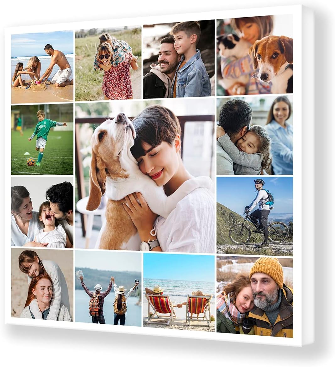 OOPS ORIGINALOOPS.COM, Lienzo collage personalizado con tus fotos. De 2 a 13 fotos, varios tamaños. Regalo personalizado. (12+1 fotos - Cuadrado, 50x50)