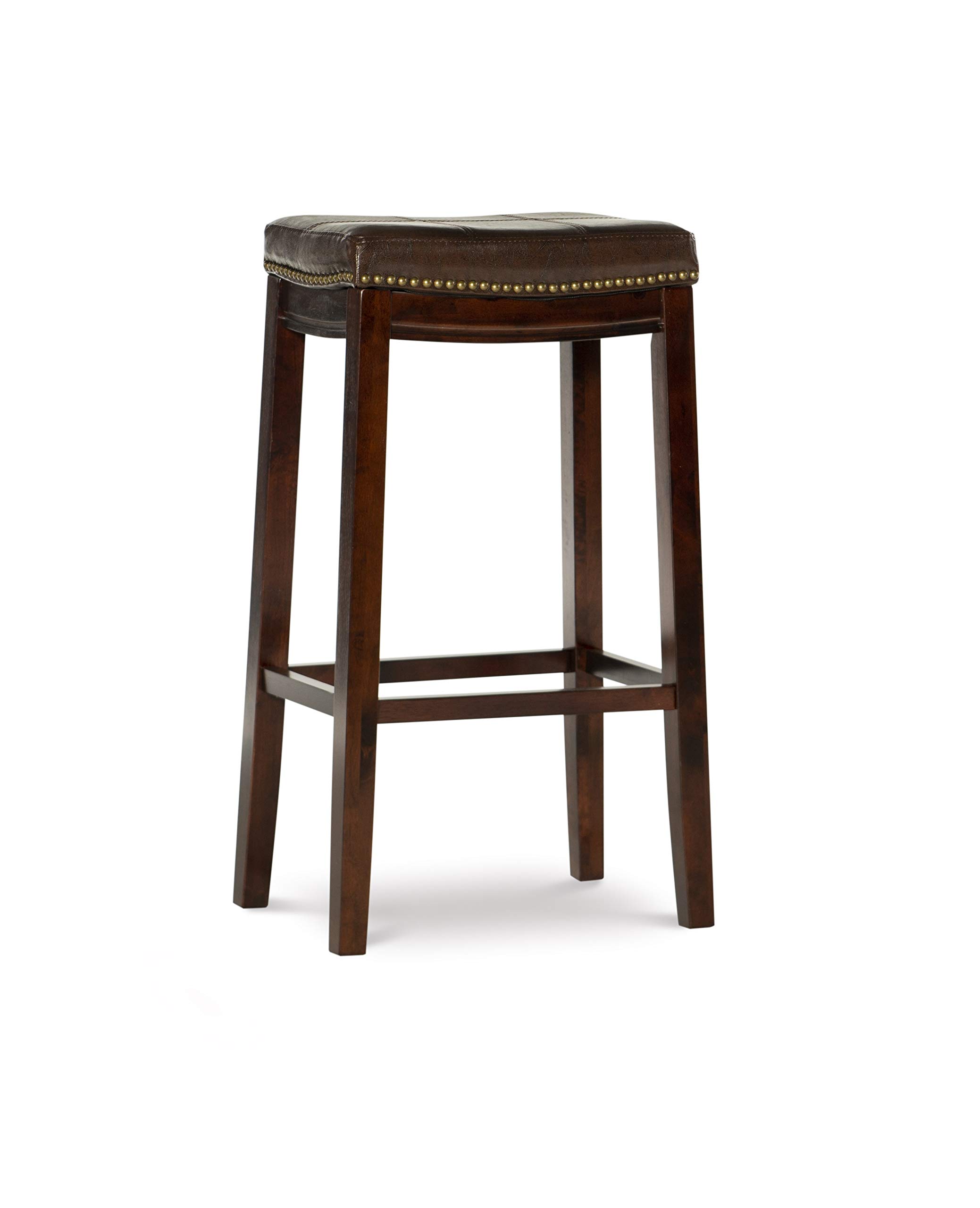 LinonClaridge Patches Bar Stool, 32-Inch, Brown
