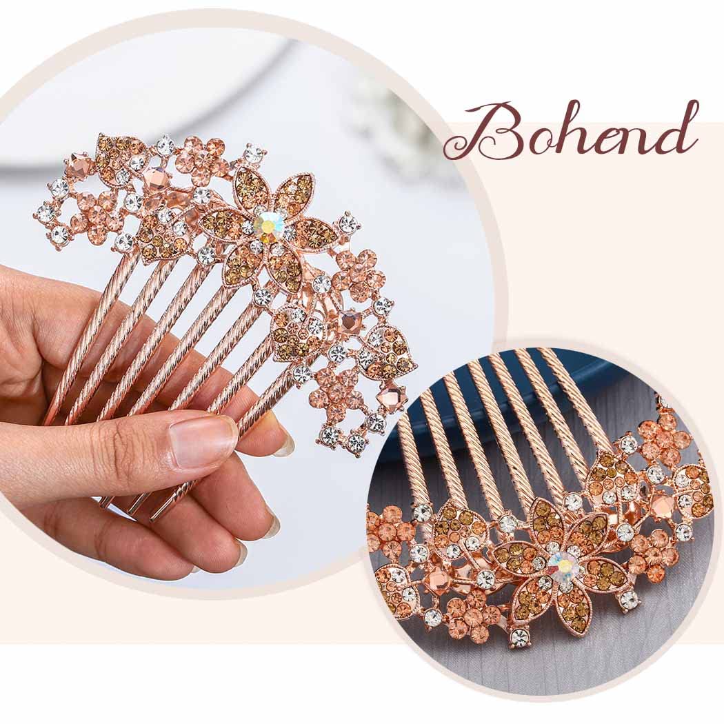 Bohend Strass Peigne Cristal perle Postiches Mariage Accessoires pour cheveux Bijoux pour les femmes et les filles (blanc