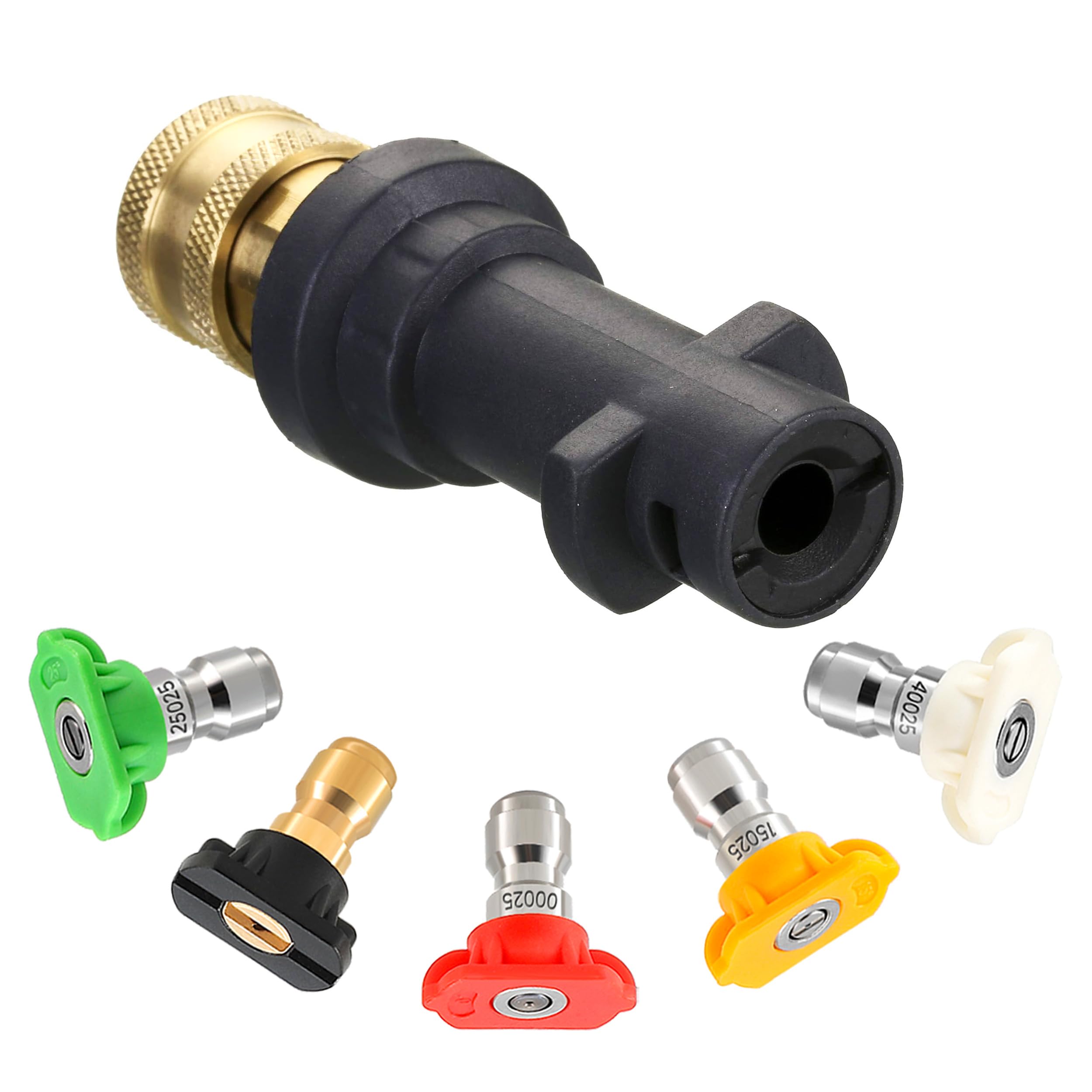 M MINGLE Adaptateur pour Pistolet de Nettoyeur Haute Pression avec 5 Buses, Compatible avec Karcher K2 K3 K4 K5 K6 K7, Raccord Rapide 1/4'' (6,35 mm)
