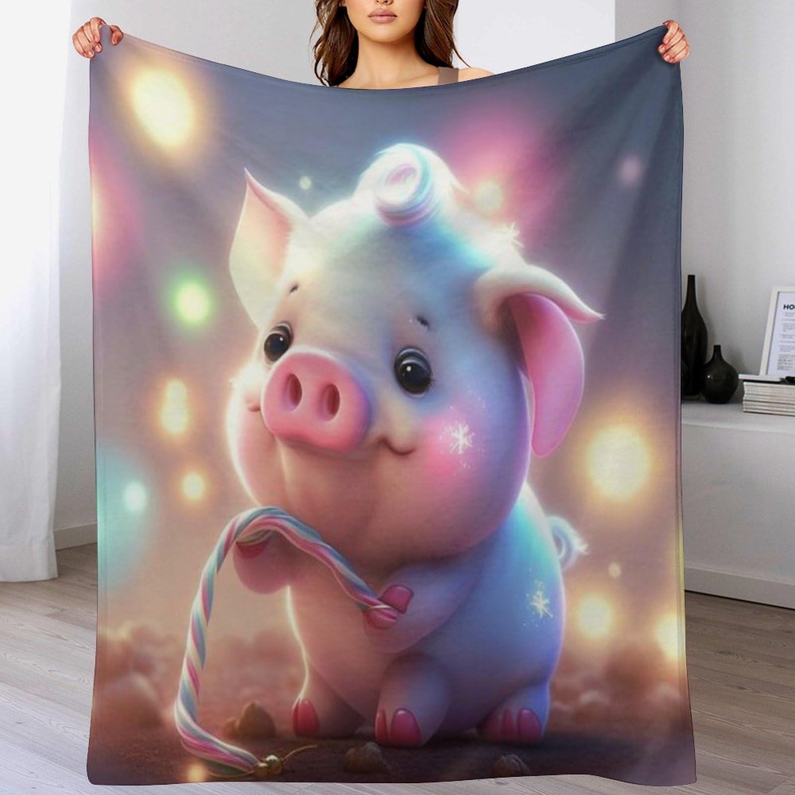 Couverture polaire Cochon Mignon plaid jeté canapé flanelle 130x150cm