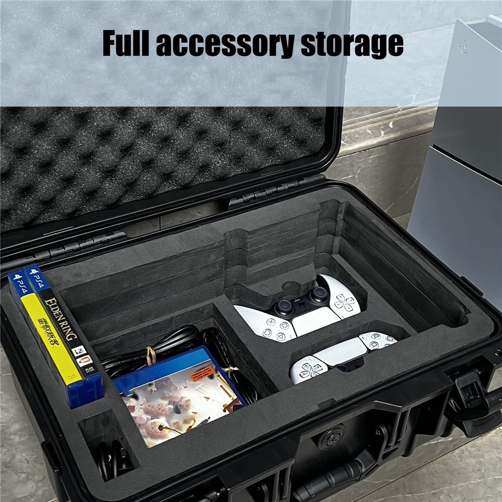 Funda de Transporte rígida para PS5 Slim, Estuche de Viaje Impermeable de Gran Capacidad Bolsa de Almacenamiento Consola para Playstation 5, Auriculares, mandos y Accesorios