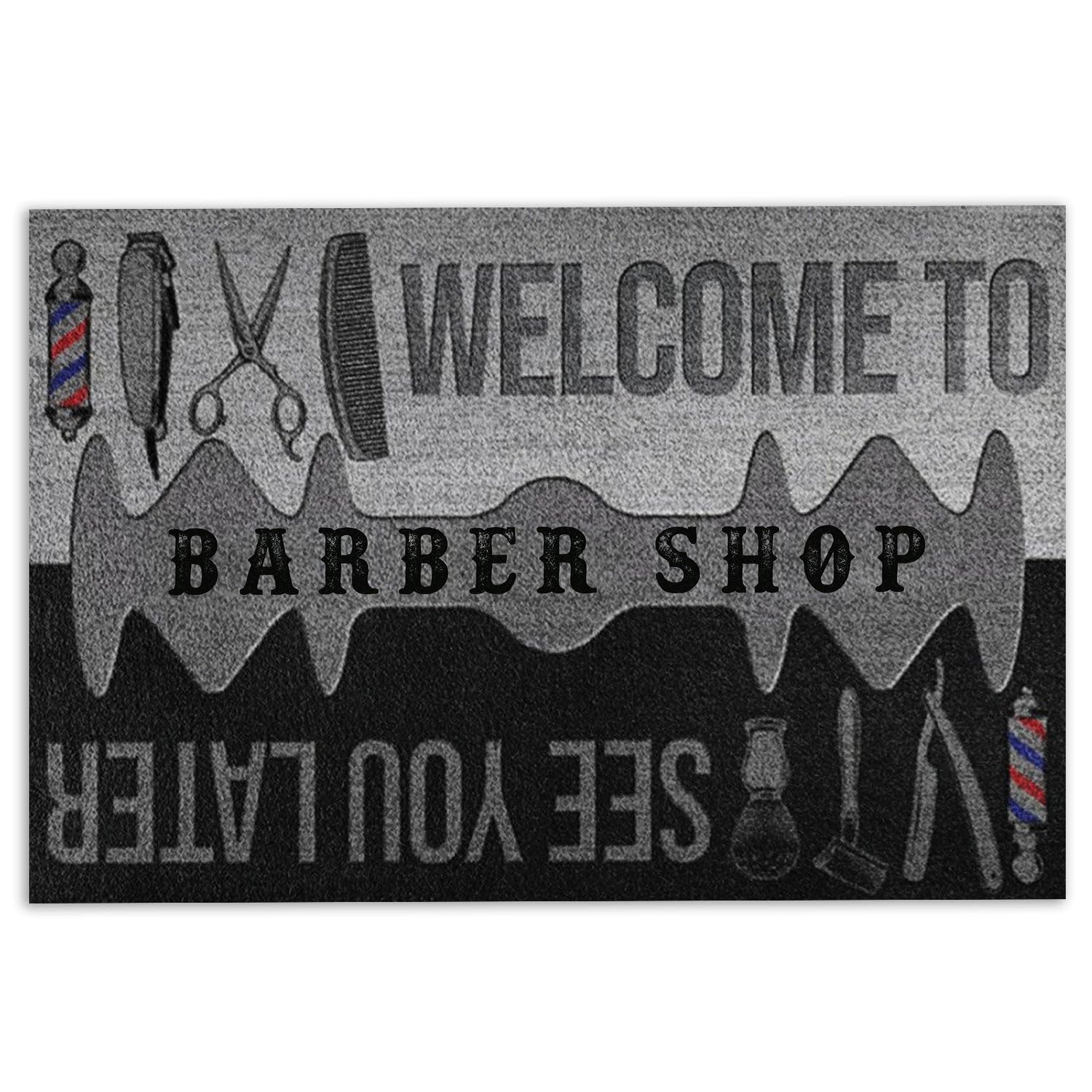 Hairdresser Door Mat Hairdresser Welcome Barber Shop Welcome Non-Slip Mats Funny Doormat Bathroom Kitchen Front Porch Rugs Entrance 16 * 24in/40 * 60cm