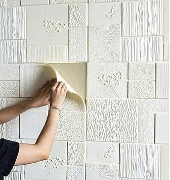 Nasmodo 3D Brick Foam Ceiling Wallpaper for Bedroom Tiles Panel Stickers for Living Room,self-Adhesive Wall for Home Decoration (70 * 70 cm) (1, PUMI)