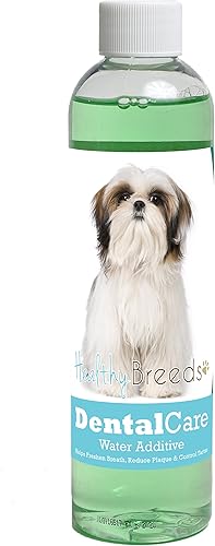 Healthy Breeds Aditivo de agua para el cuidado dental de perros para Shih Tzu, ayuda a refrescar el aliento, reducir la placa y controlar el sarro,
