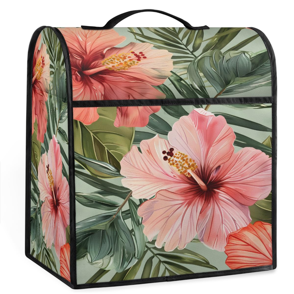 Coffee Maker Cover Tropical Leaves Flower Kitchen Appliance Covers Small Appliance Covers Blender Cover Juicer Cover Dust Covers for Kitchen Appliances with Top Handle and Pockets,Washable,B144