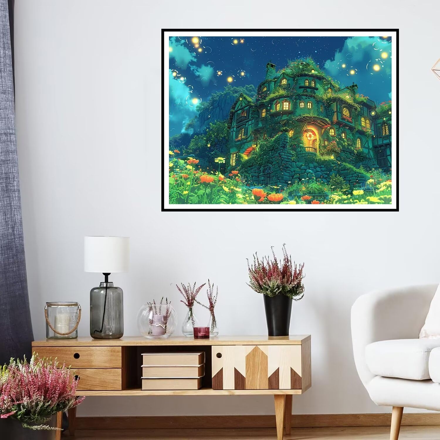 ダイヤモンドアート城 ダイヤモンド刺繍 全面貼り付けタイプ ダイヤモンドペインティング 緑 ダイヤモンド アート ダイアモンド四角い