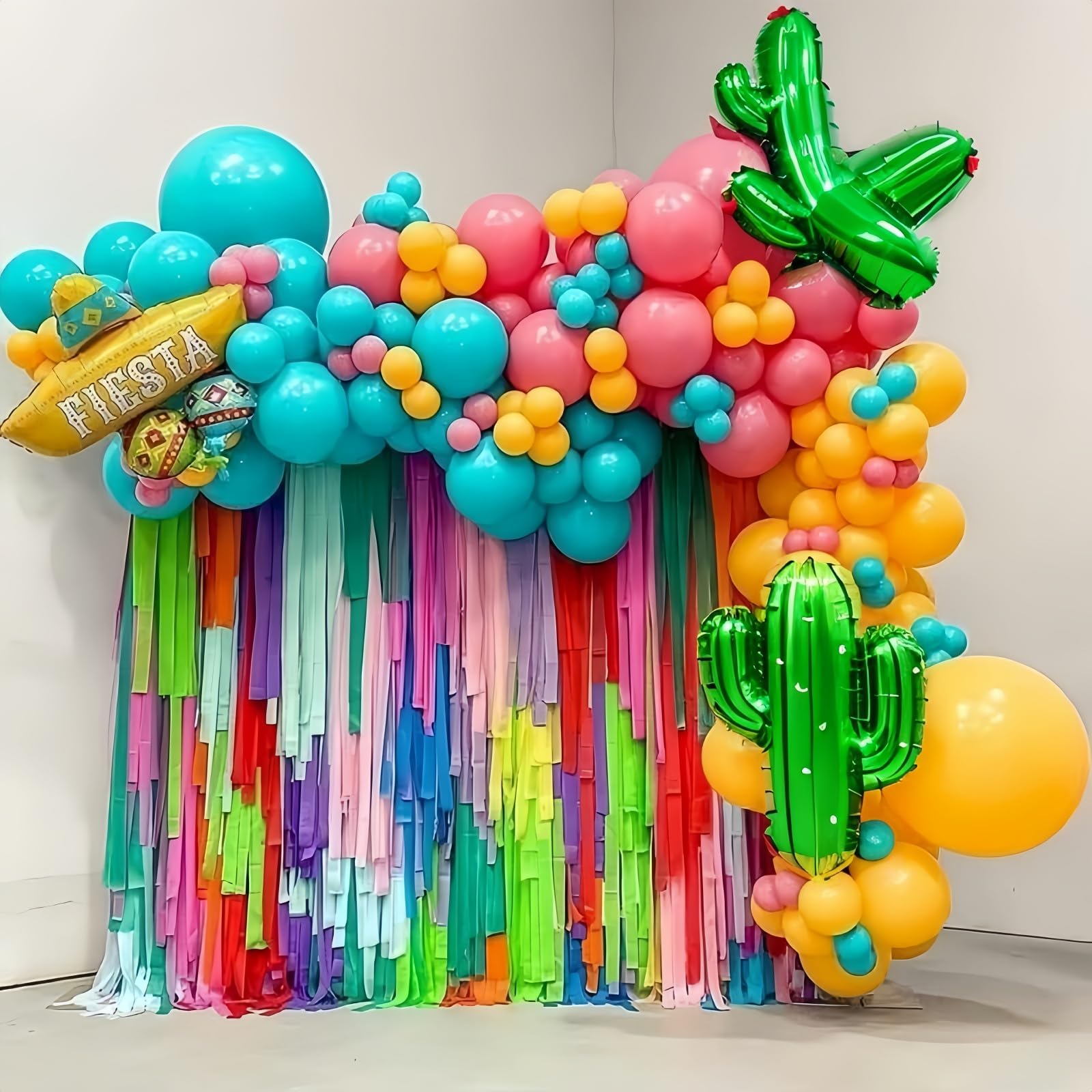 Fiesta Zestaw łuku balonowego, 100 szt. meksykańskiej fiesty, dekoracje imprezowe z balonami foliowymi z lamą Sombrero, tęczowa girlanda balonowa, do Cinco De Mayo, Taco, na dwa dni, urodziny,